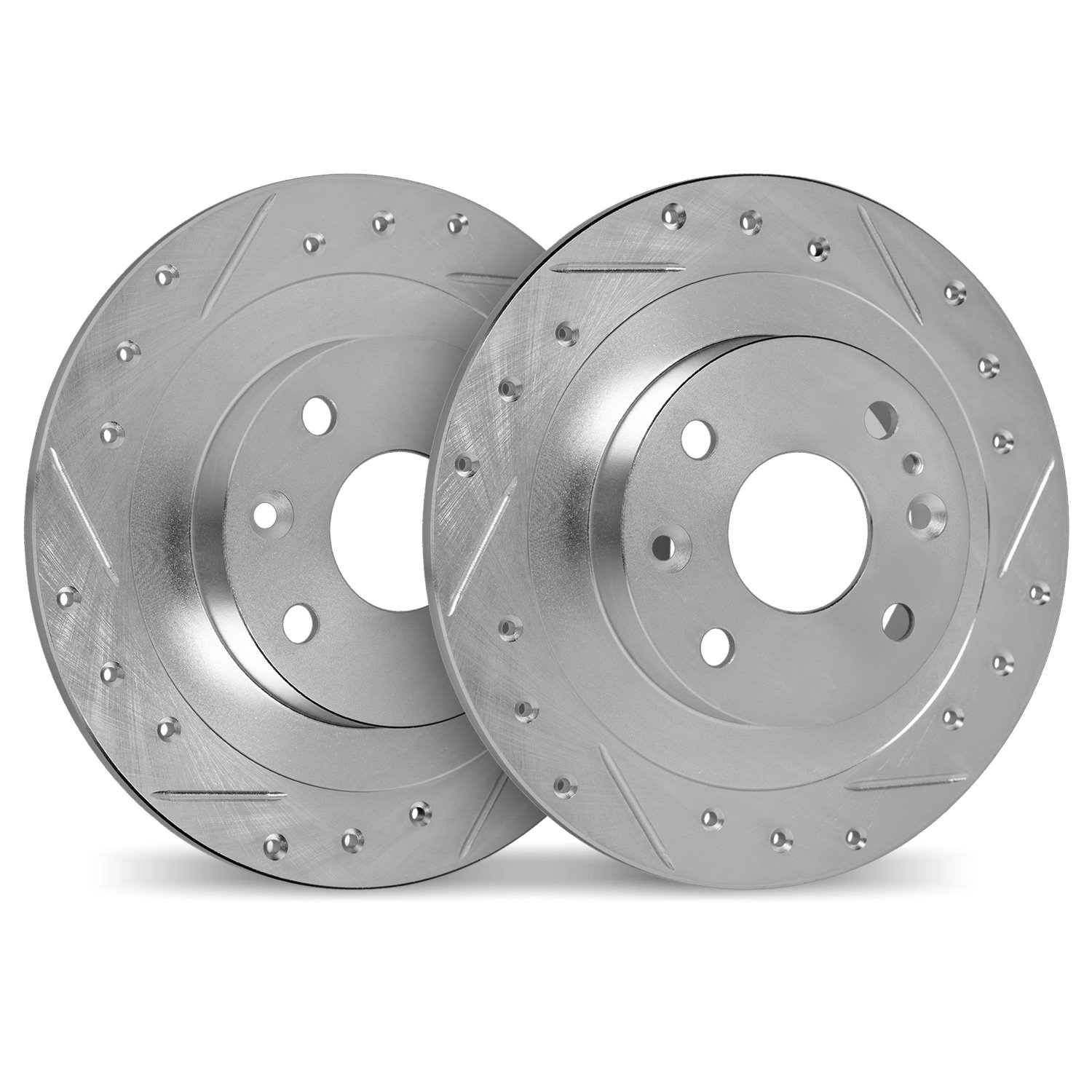 7002-01014 Drilled/Slotted Brake Rotors [Silver], 1989-1994 Suzuki, Position: Rear