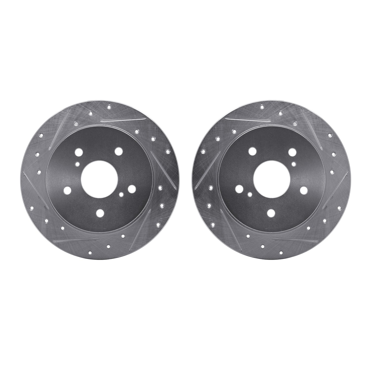 7002-01015 Drilled/Slotted Brake Rotors [Silver], 2007-2014 Suzuki, Position: Rear