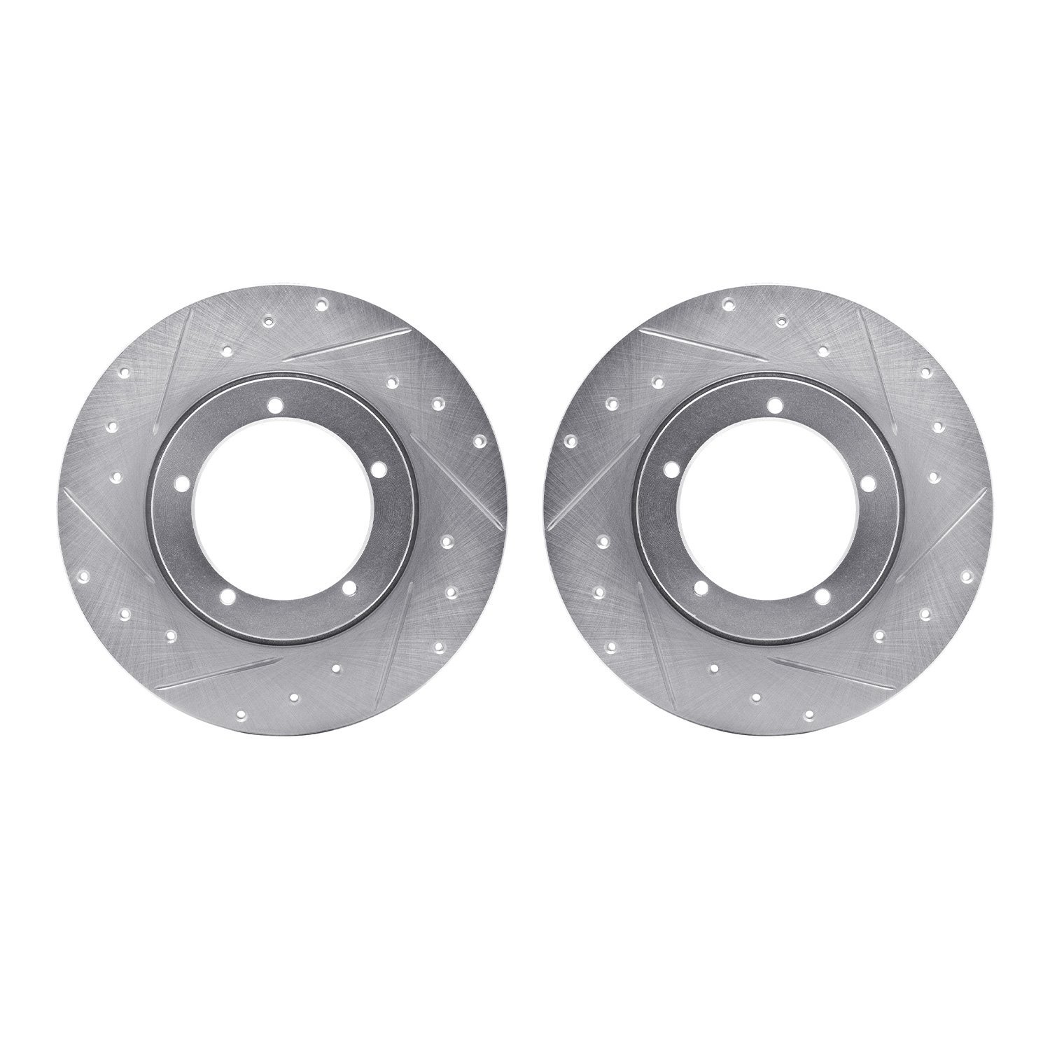 7002-02001 Drilled/Slotted Brake Rotors [Silver], 1965-1976 Porsche, Position: Front