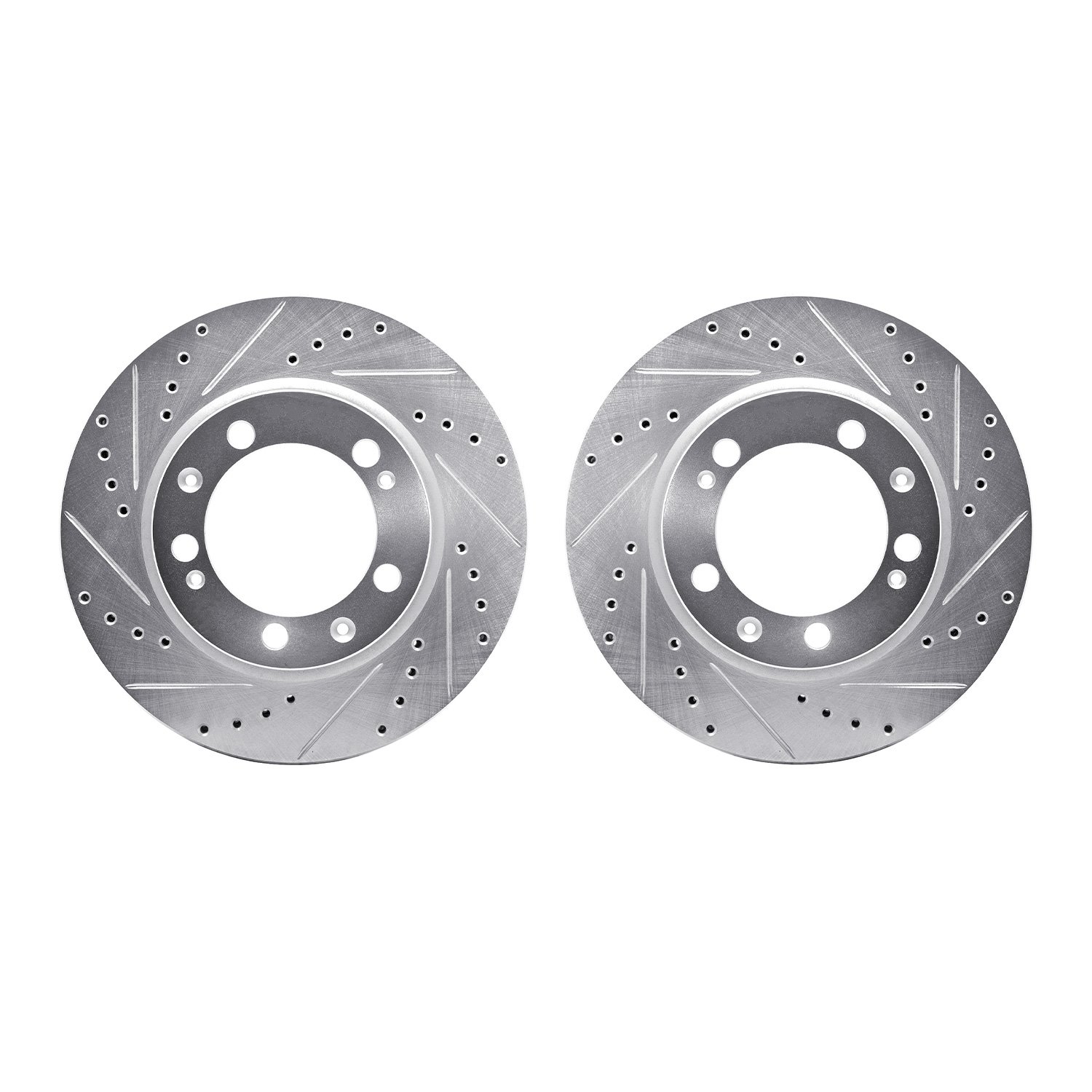 7002-02010 Drilled/Slotted Brake Rotors [Silver], 1986-1991 Porsche, Position: Front