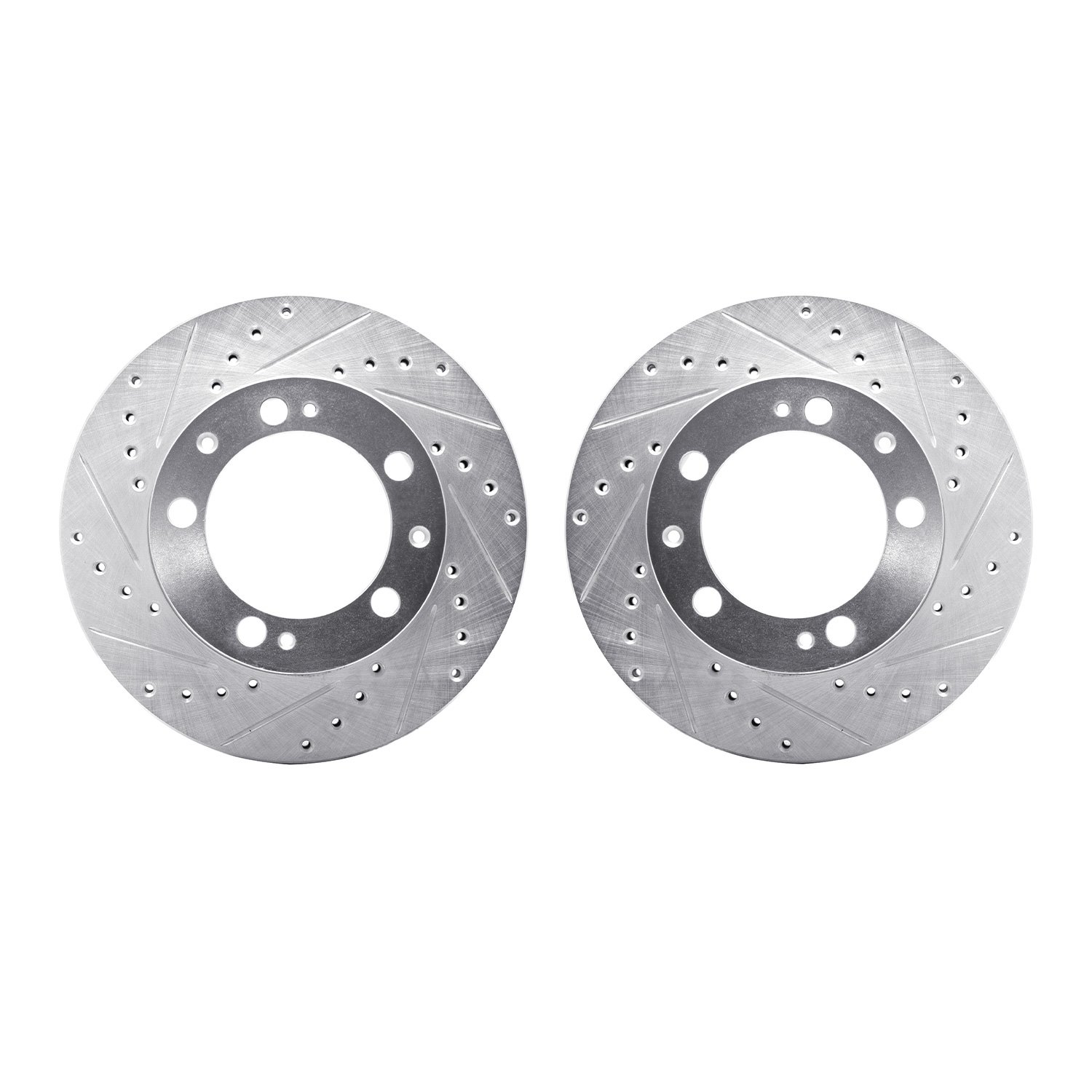 7002-02012 Drilled/Slotted Brake Rotors [Silver], 1987-1989 Porsche, Position: Front