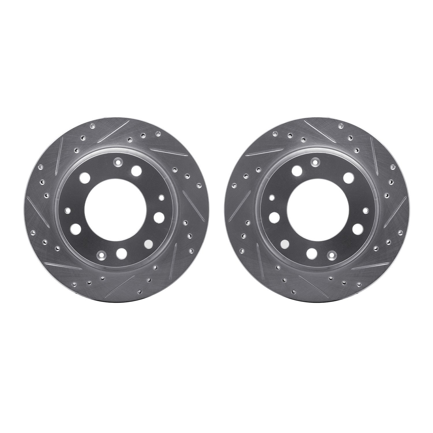 7002-02027 Drilled/Slotted Brake Rotors [Silver], 1969-1983 Porsche, Position: Rear