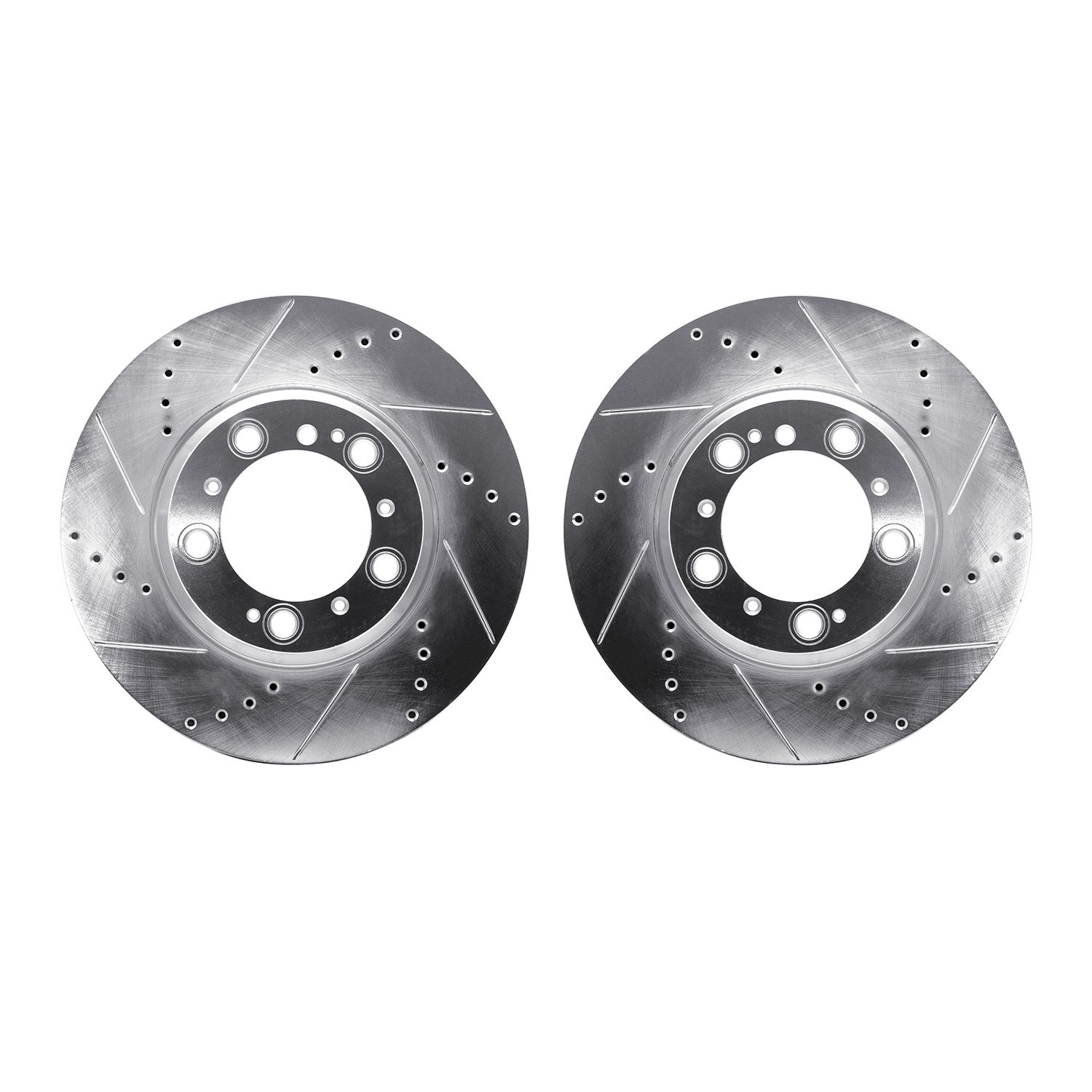 7002-02033 Drilled/Slotted Brake Rotors [Silver], 1999-2021 Porsche, Position: Rear