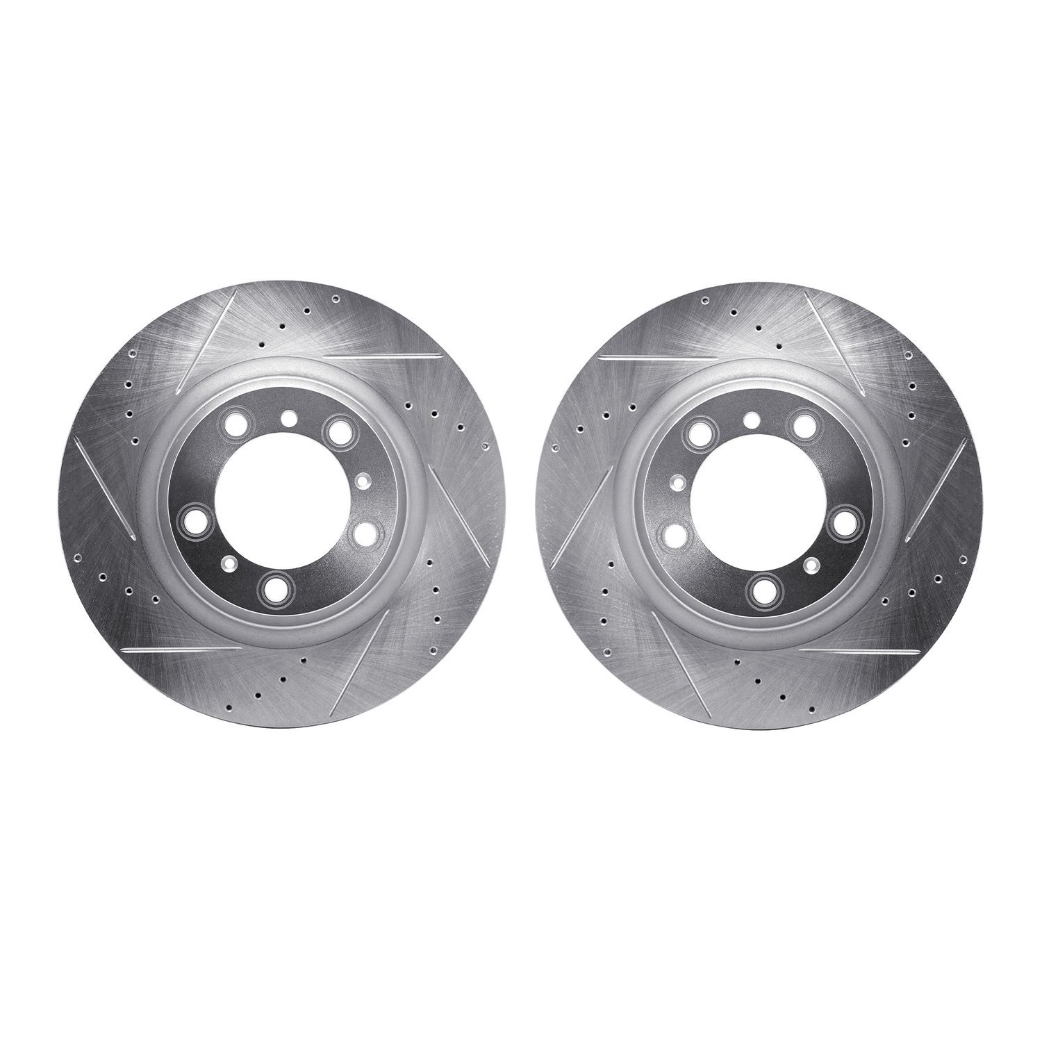 7002-02034 Drilled/Slotted Brake Rotors [Silver], 2007-2016 Porsche, Position: Rear