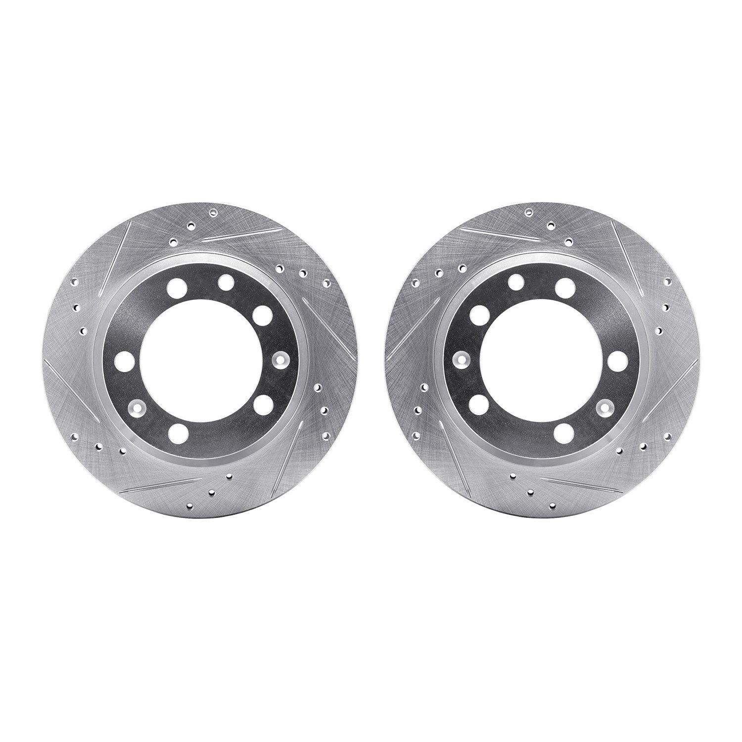 7002-02038 Drilled/Slotted Brake Rotors [Silver], 1977-1988 Porsche, Position: Rear