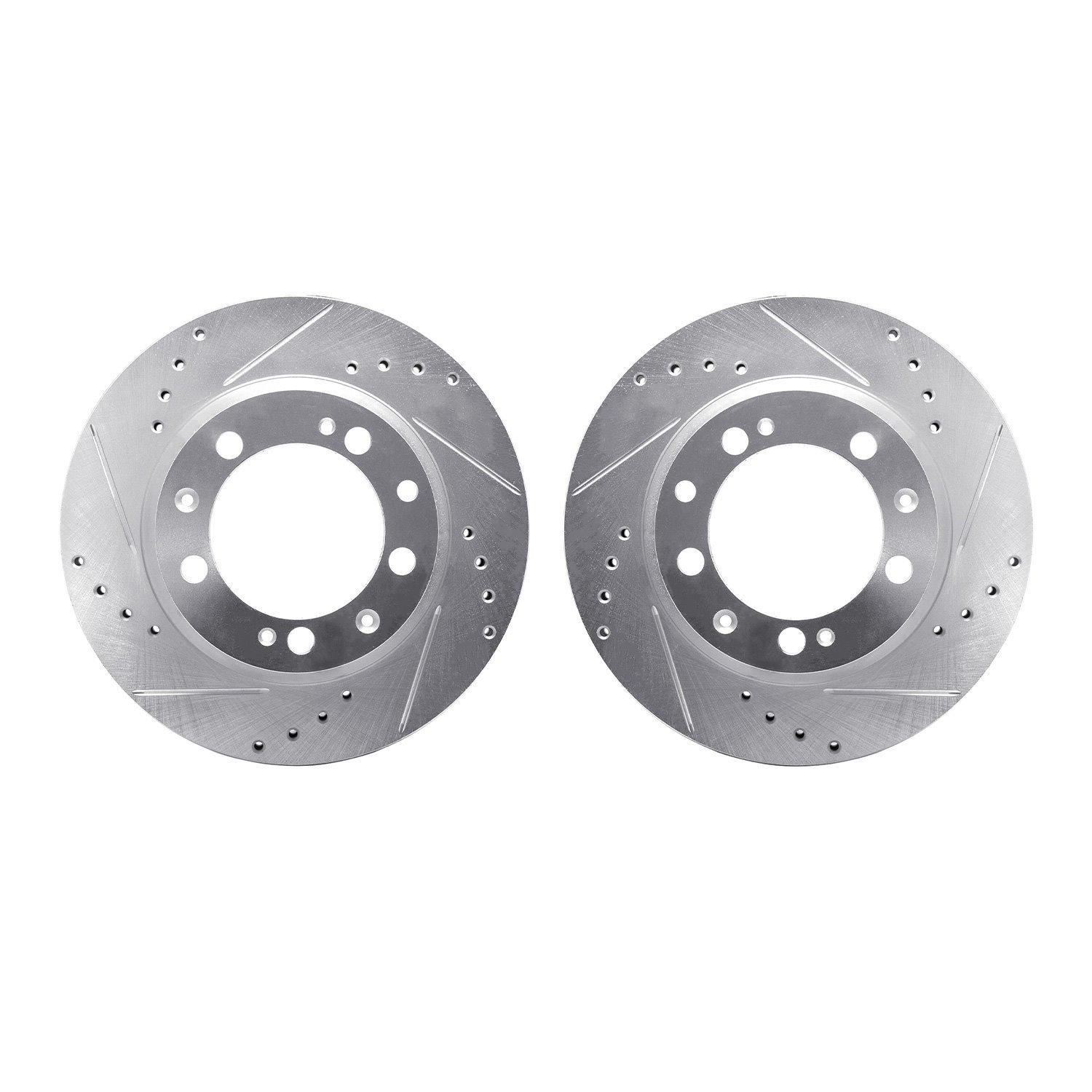 7002-02039 Drilled/Slotted Brake Rotors [Silver], 1986-1995 Porsche, Position: Rear