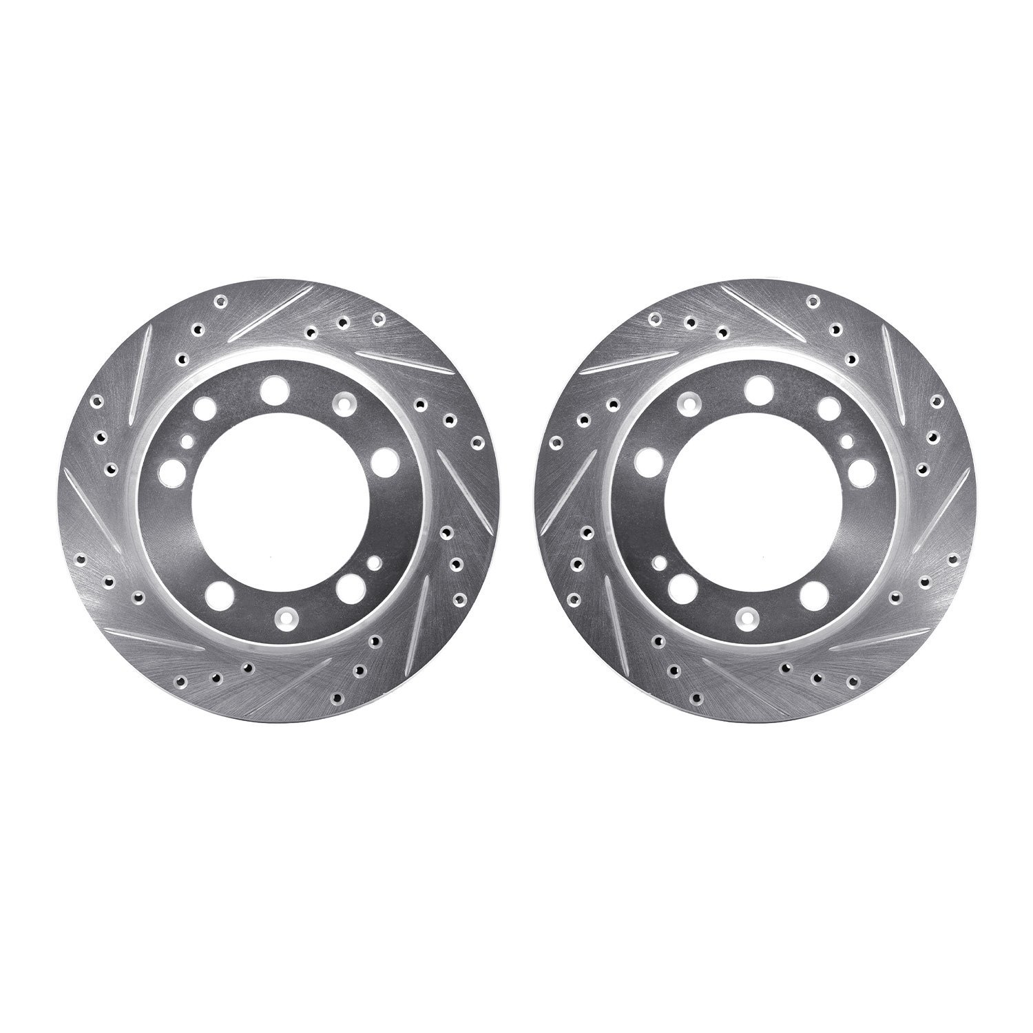 7002-02040 Drilled/Slotted Brake Rotors [Silver], 1987-1989 Porsche, Position: Rear