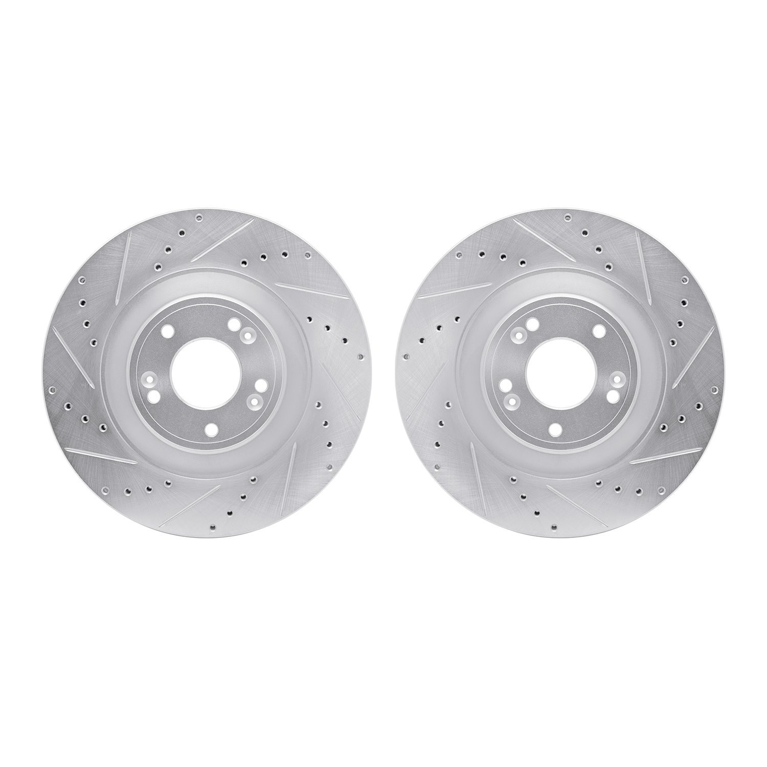 7002-03003 Drilled/Slotted Brake Rotors [Silver], 2011-2017 Kia/Hyundai/Genesis, Position: Front