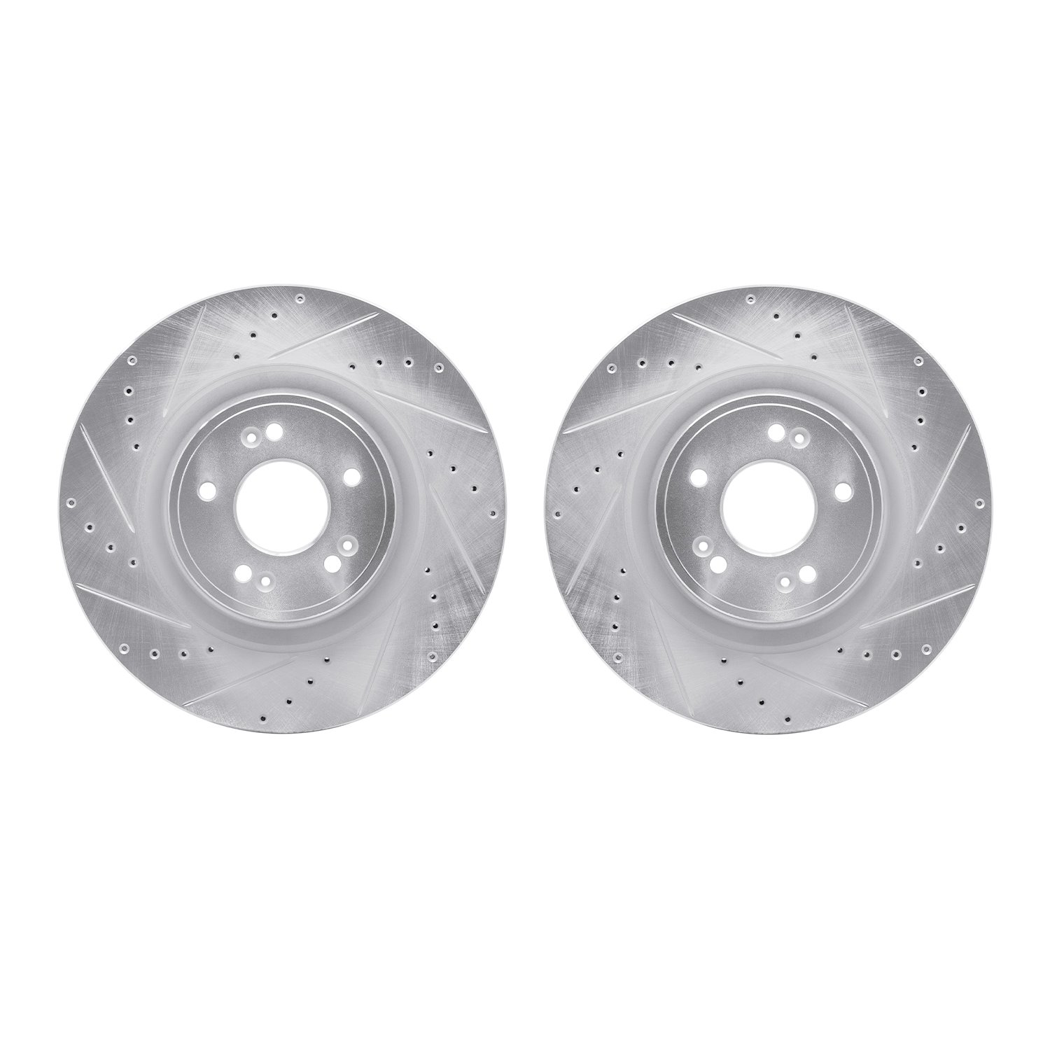 7002-03006 Drilled/Slotted Brake Rotors [Silver], 2018-2020 Kia/Hyundai/Genesis, Position: Front