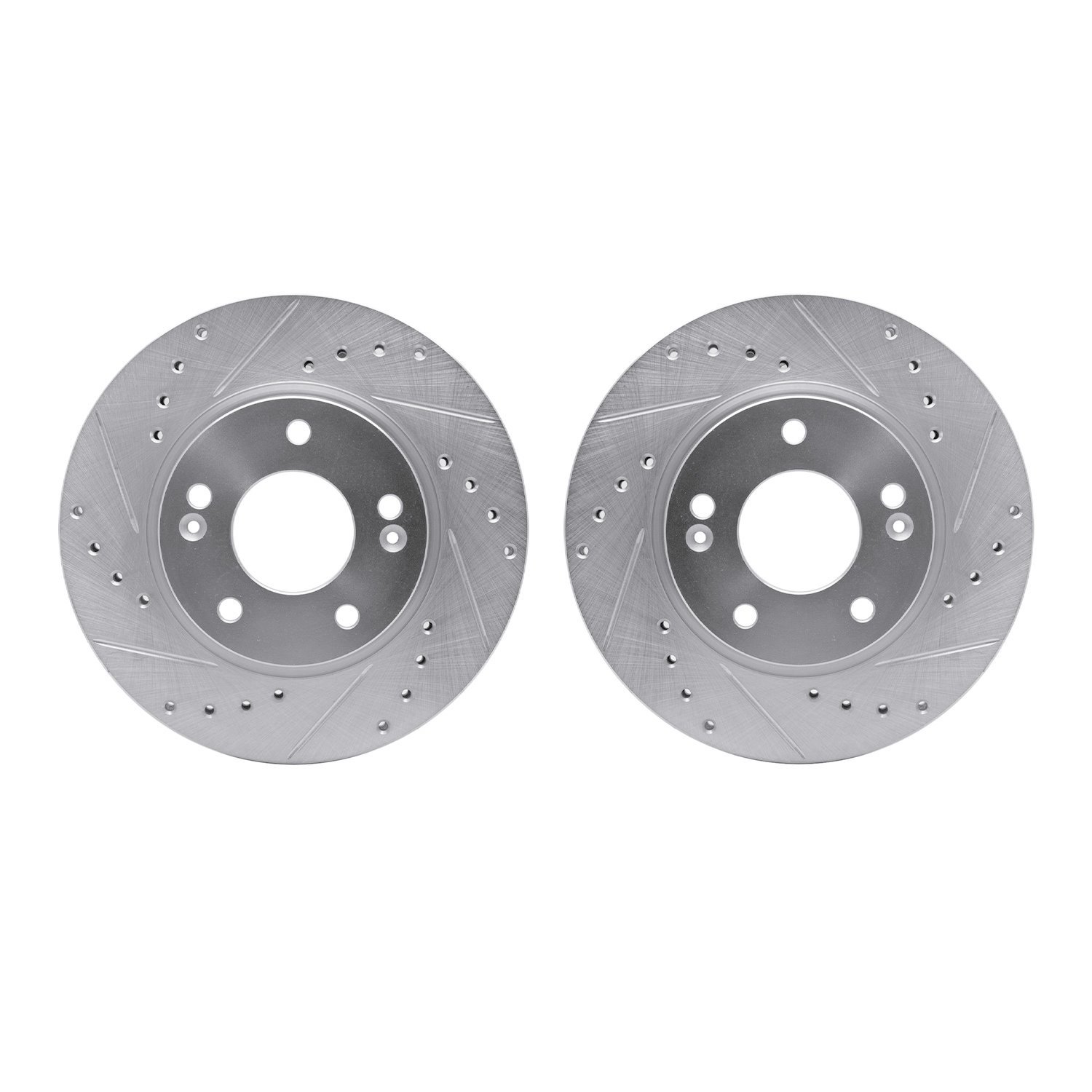 7002-03013 Drilled/Slotted Brake Rotors [Silver], 2007-2010 Kia/Hyundai/Genesis, Position: Front