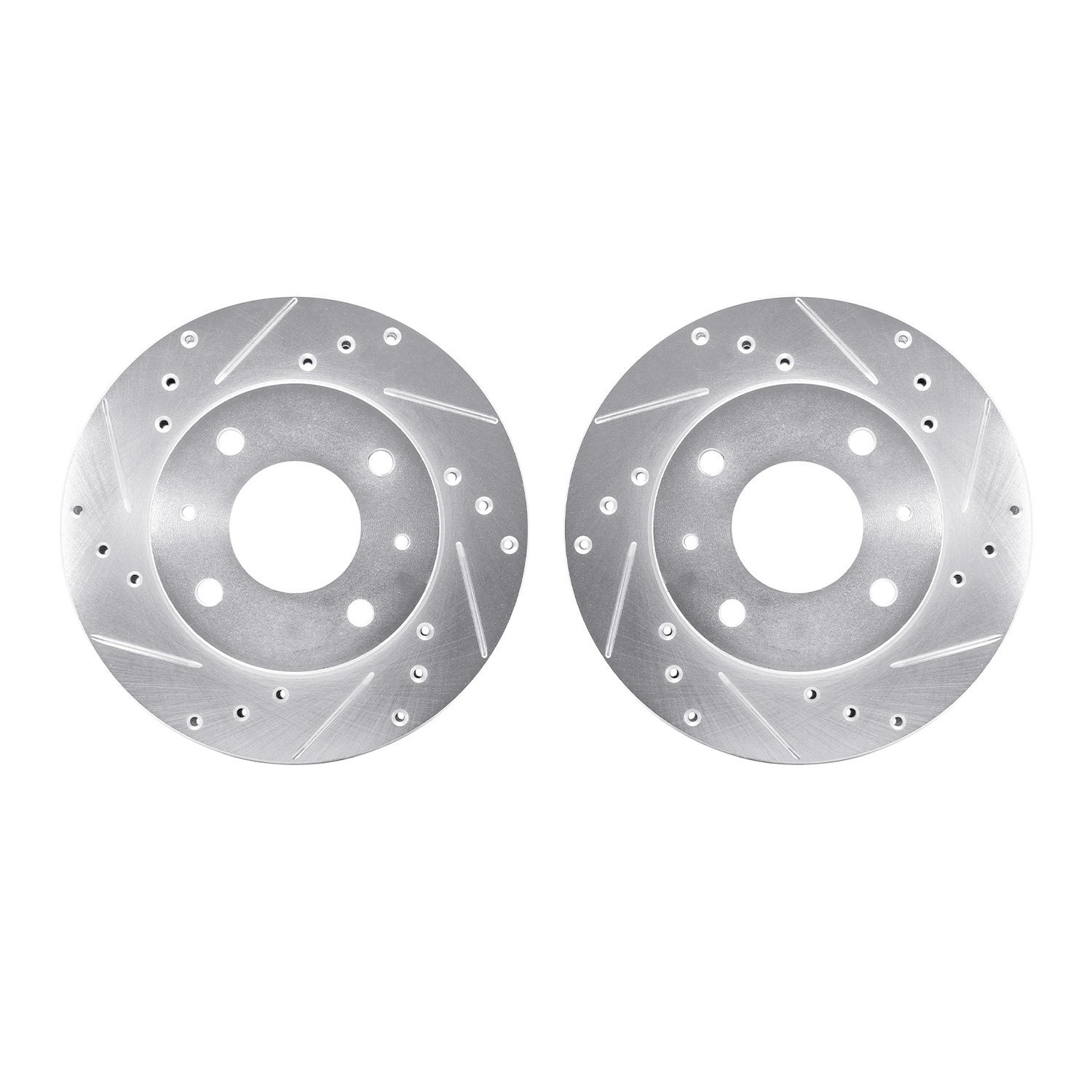 7002-03027 Drilled/Slotted Brake Rotors [Silver], 1989-1998 Kia/Hyundai/Genesis, Position: Front