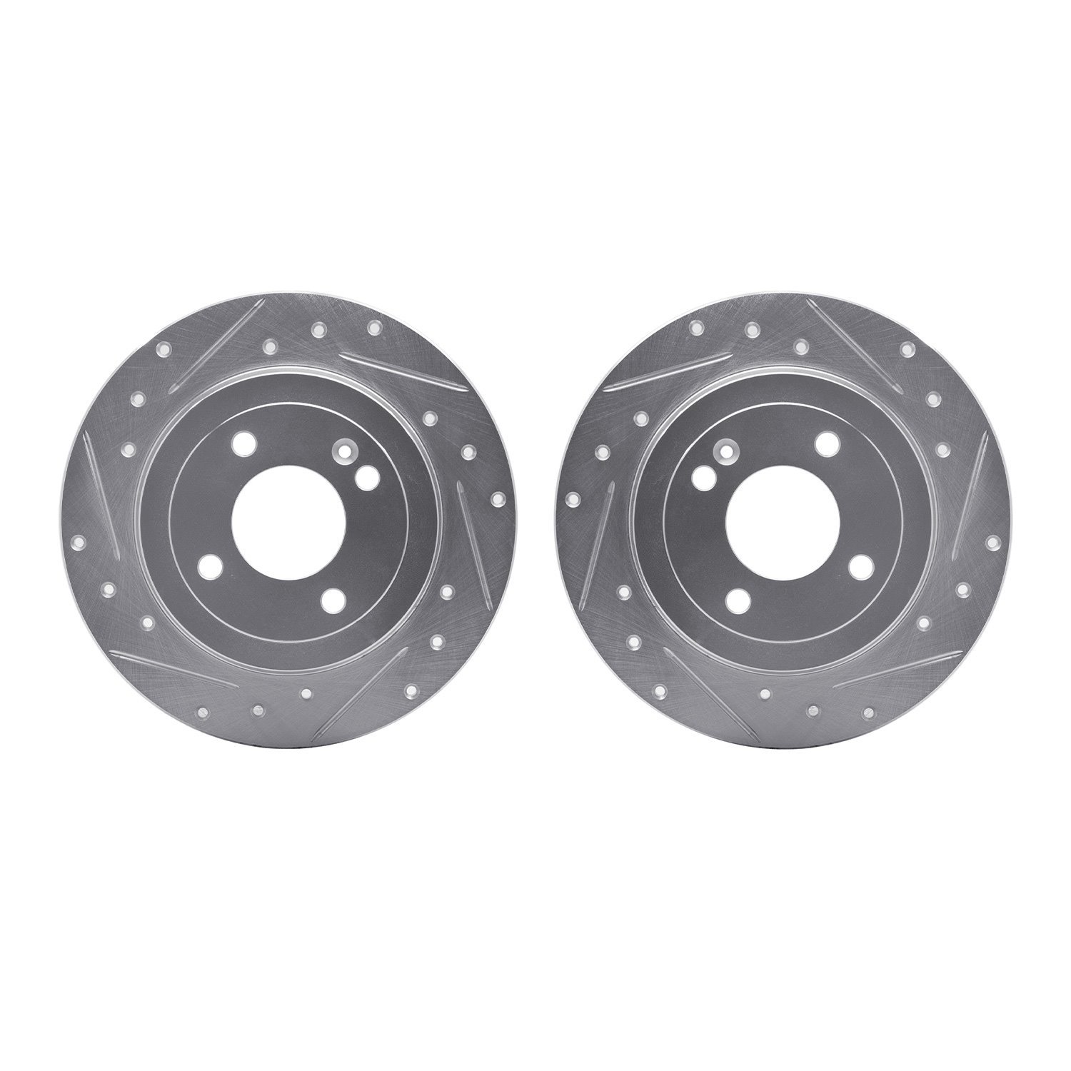 7002-03035 Drilled/Slotted Brake Rotors [Silver], Fits Select Multiple Makes/Models, Position: Rear