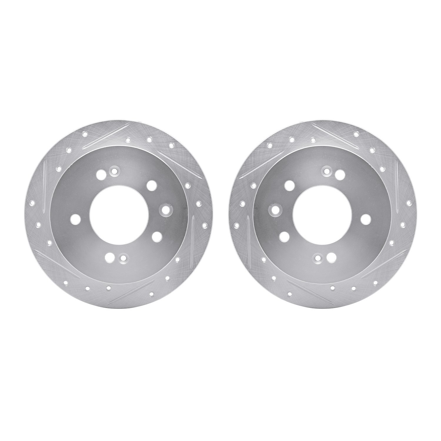 7002-03042 Drilled/Slotted Brake Rotors [Silver], 2007-2010 Kia/Hyundai/Genesis, Position: Rear