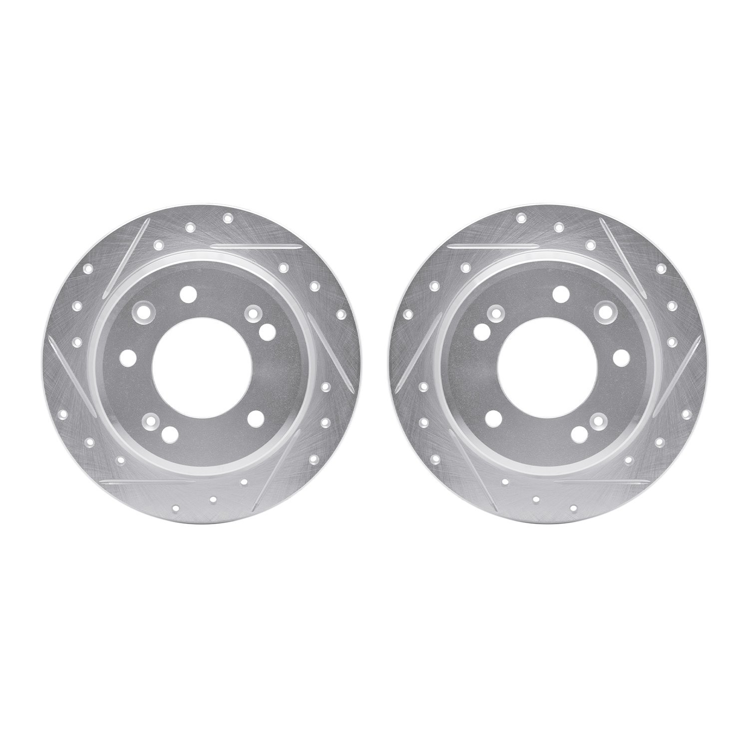 7002-03043 Drilled/Slotted Brake Rotors [Silver], 2009-2016 Kia/Hyundai/Genesis, Position: Rear