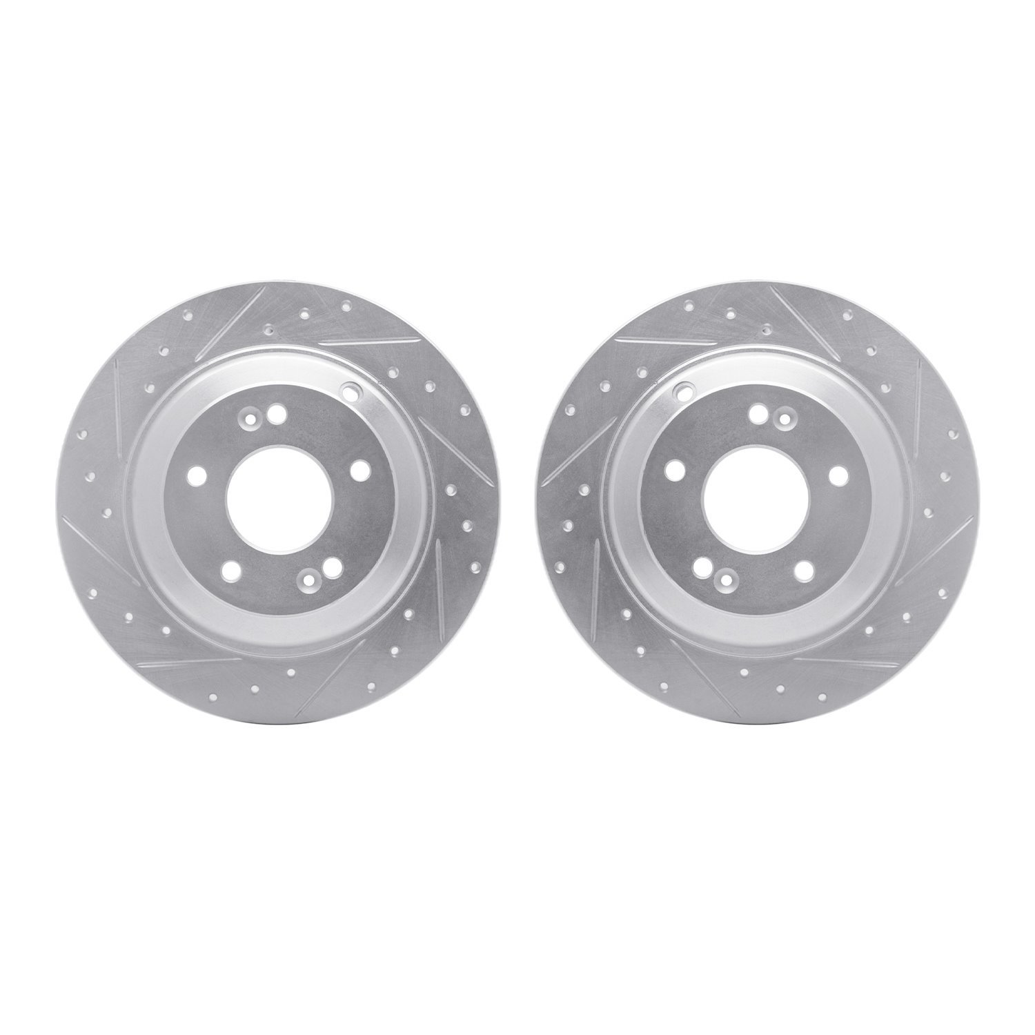 7002-03047 Drilled/Slotted Brake Rotors [Silver], 2010-2016 Kia/Hyundai/Genesis, Position: Rear