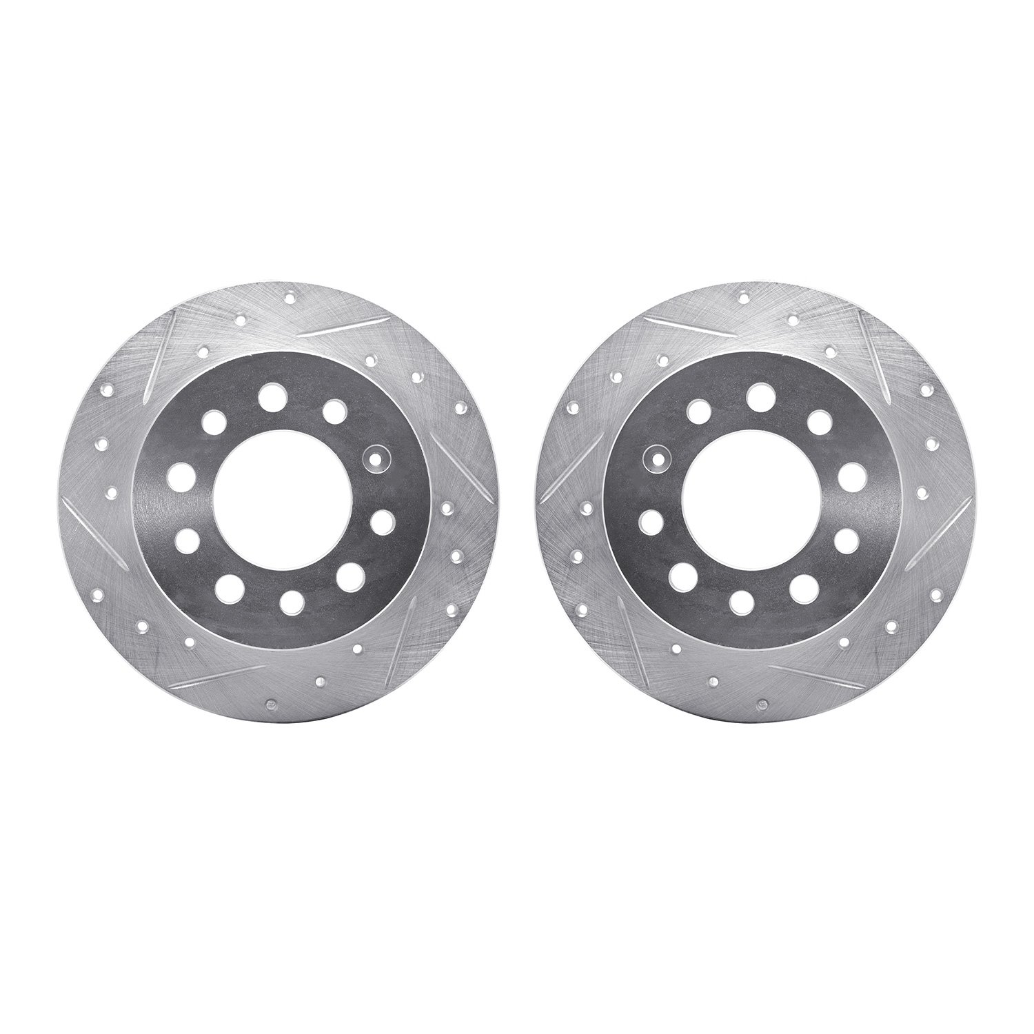 7002-03058 Drilled/Slotted Brake Rotors [Silver], 2003-2008 Kia/Hyundai/Genesis, Position: Rear