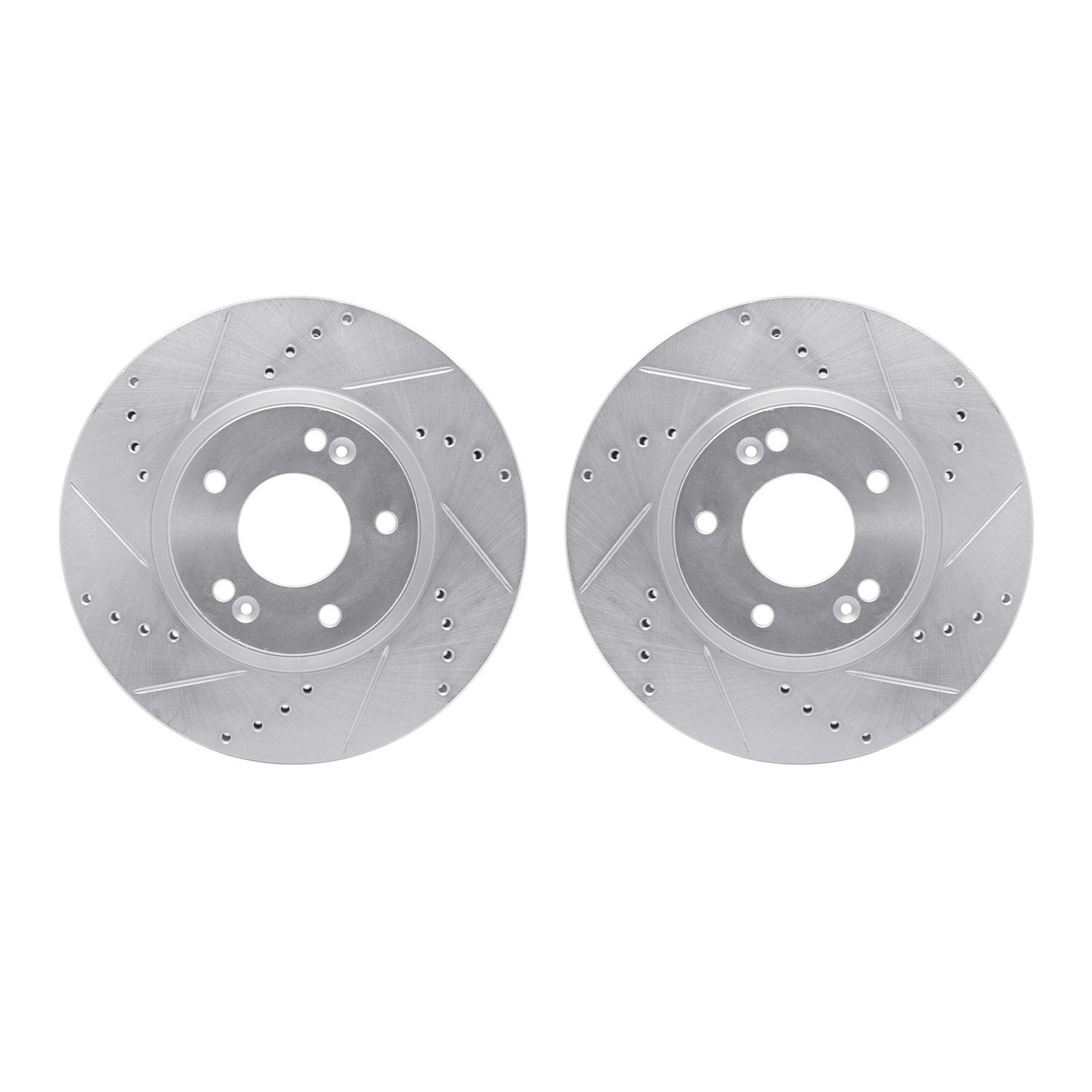 7002-03063 Drilled/Slotted Brake Rotors [Silver], 2007-2012 Kia/Hyundai/Genesis, Position: Rear