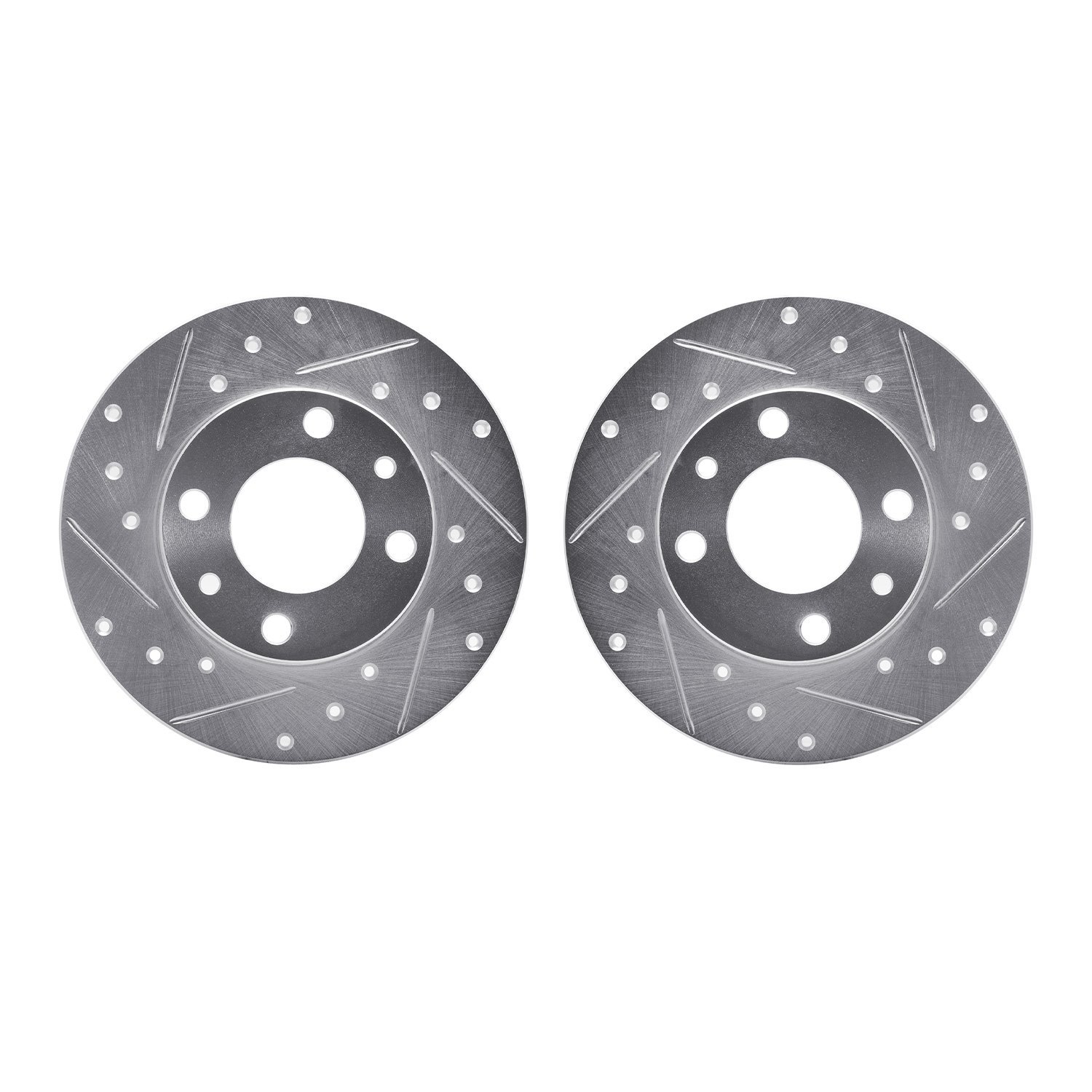 7002-07000 Drilled/Slotted Brake Rotors [Silver], 1966-1992 Multiple Makes/Models, Position: Front, Rear