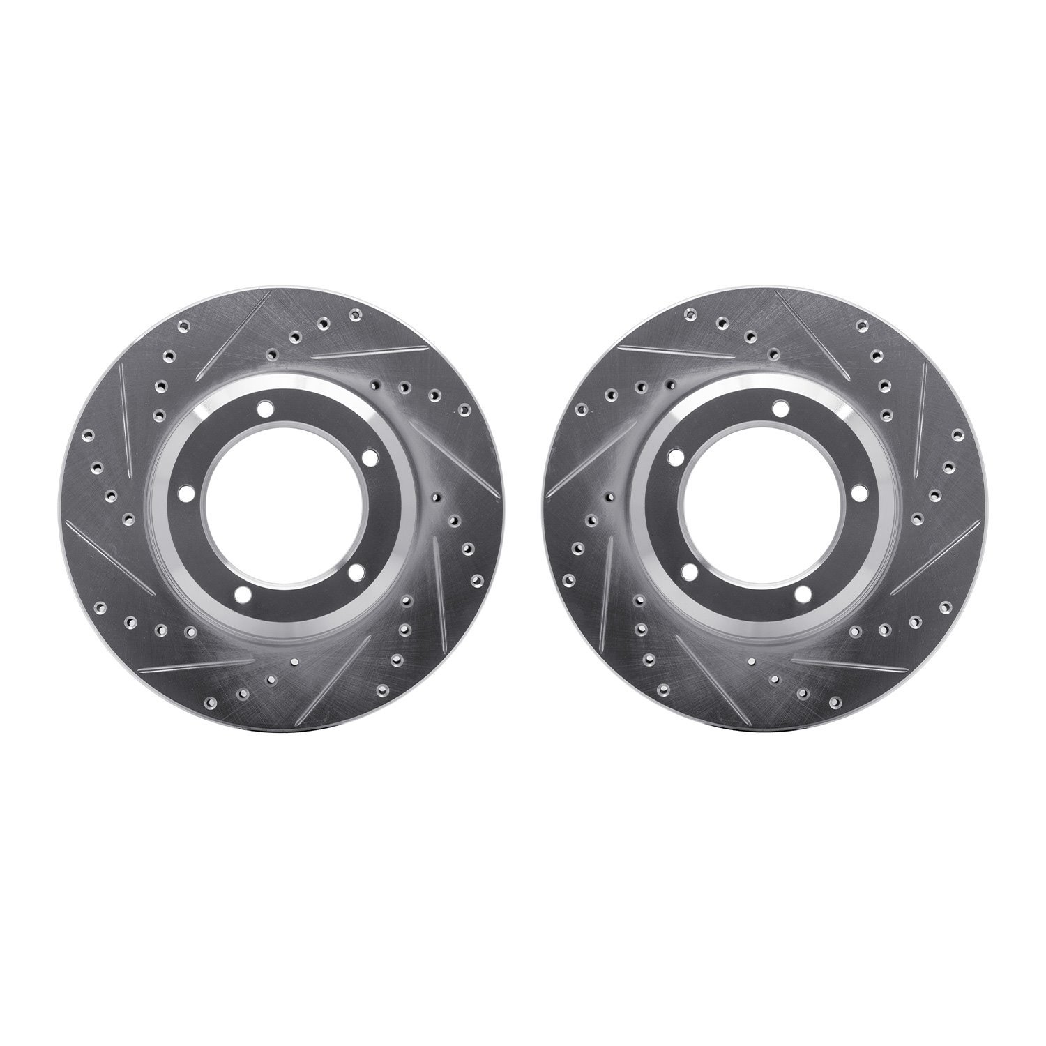 7002-11002 Drilled/Slotted Brake Rotors [Silver], 1990-2016 Land Rover, Position: Front