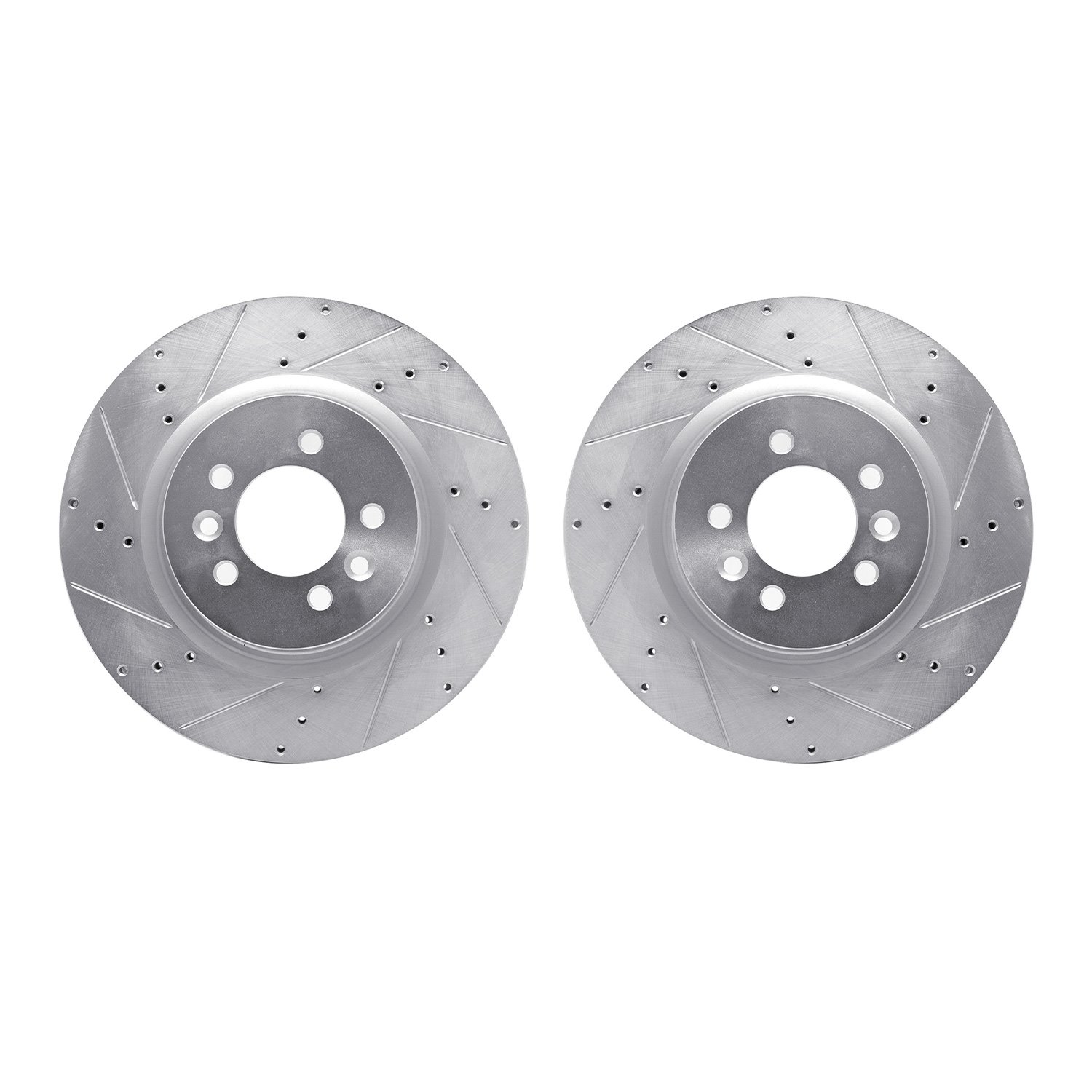 7002-11004 Drilled/Slotted Brake Rotors [Silver], 2006-2017 Land Rover, Position: Front