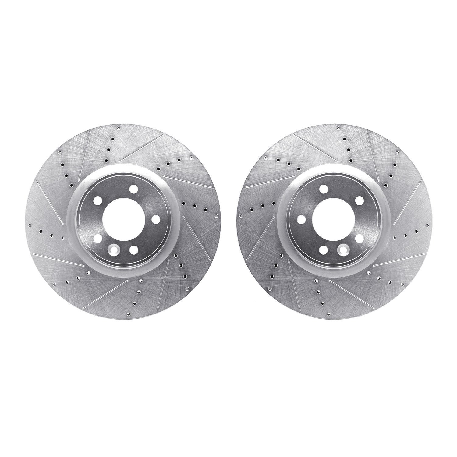 7002-11016 Drilled/Slotted Brake Rotors [Silver], 2010-2017 Land Rover, Position: Front