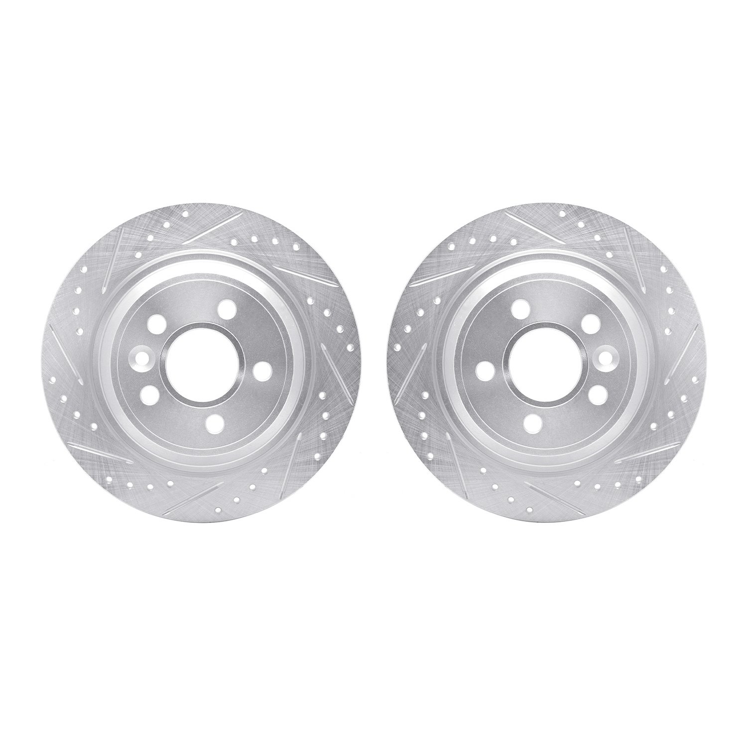 7002-11018 Drilled/Slotted Brake Rotors [Silver], 2009-2015 Multiple Makes/Models, Position: Rear