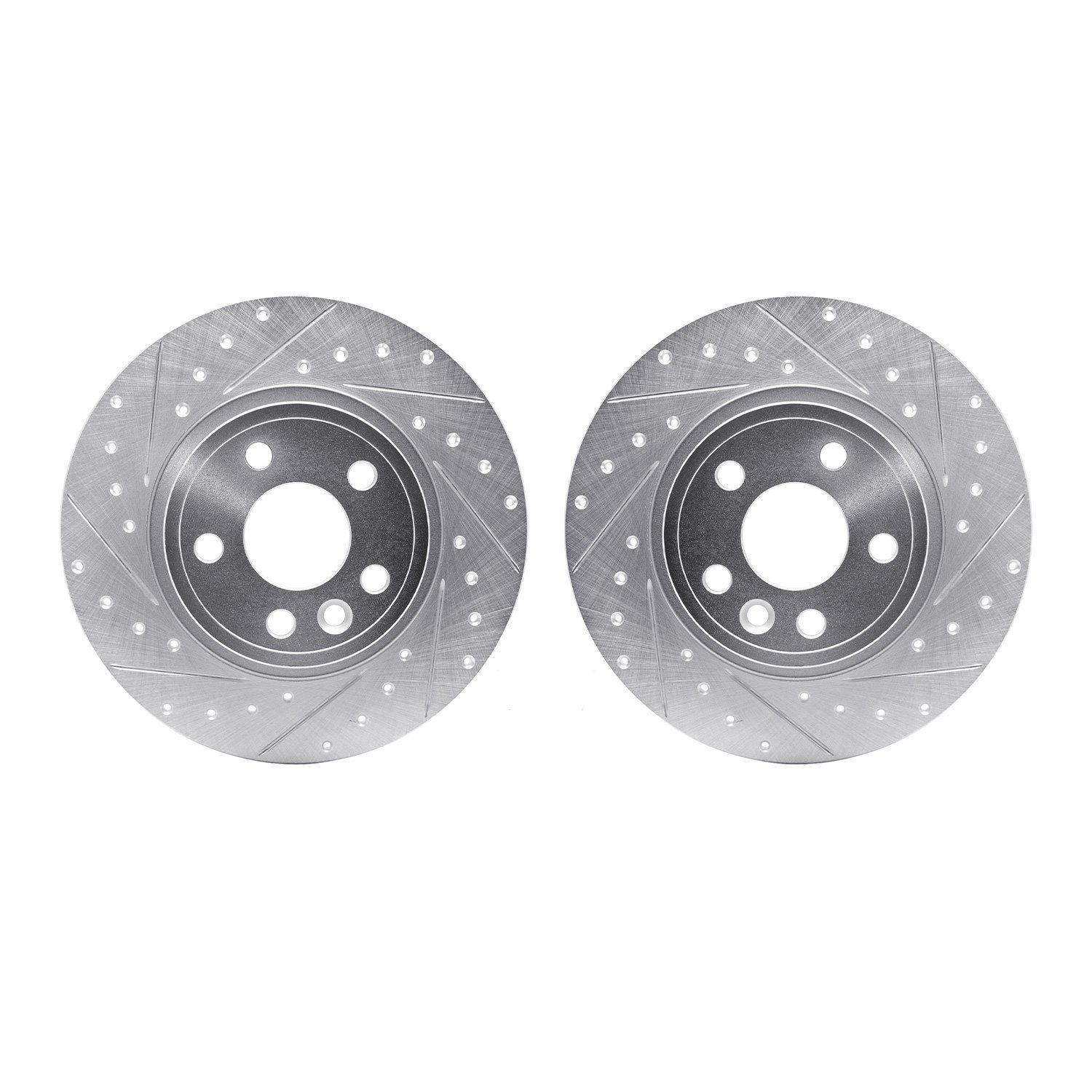 7002-11019 Drilled/Slotted Brake Rotors [Silver], 2015-2020 Multiple Makes/Models, Position: Rear