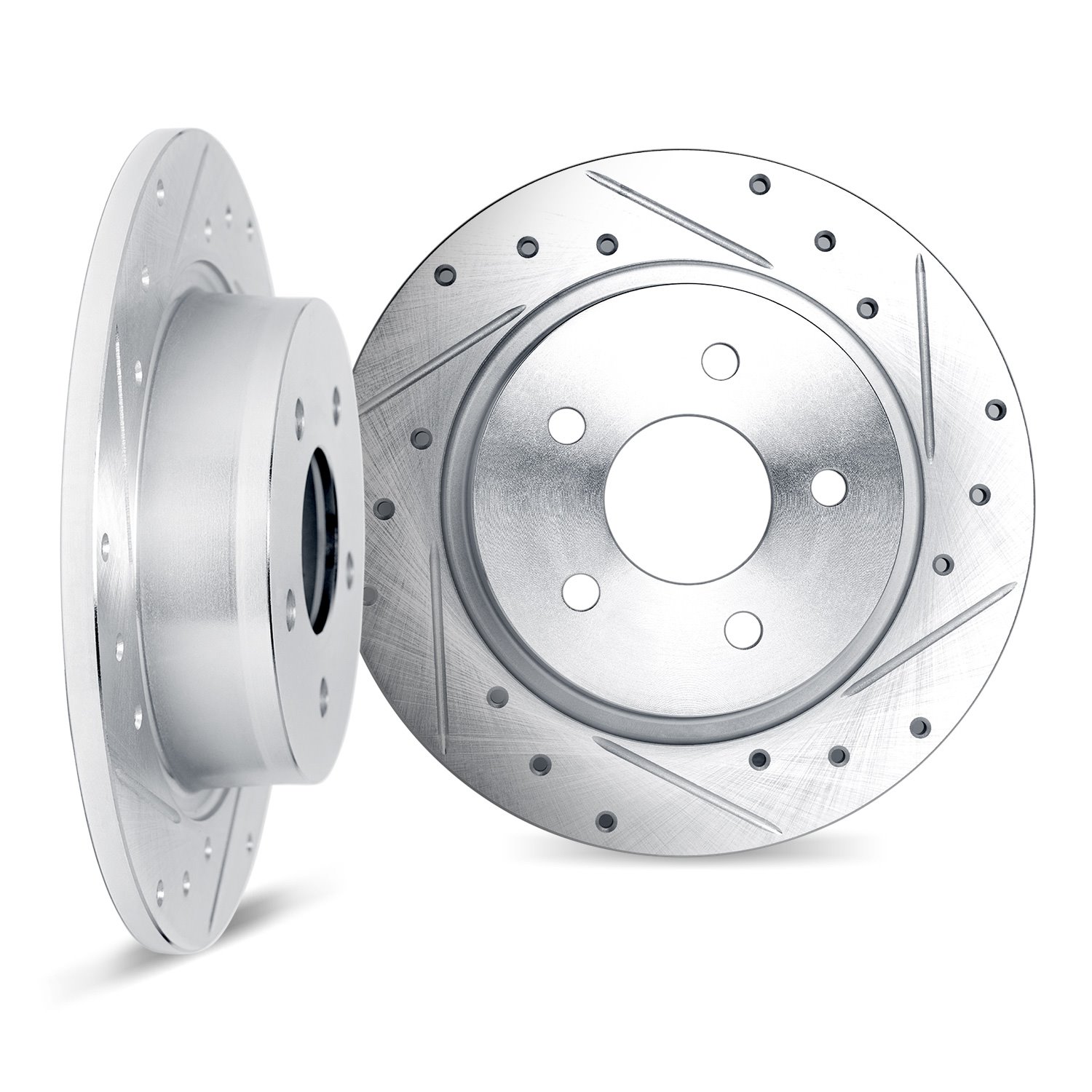7002-11024 Drilled/Slotted Brake Rotors [Silver], 2020-2020 Land Rover, Position: Rear