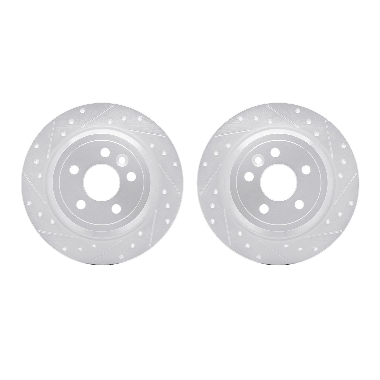 7002-11027 Drilled/Slotted Brake Rotors [Silver], 2013-2015 Land Rover, Position: Rear