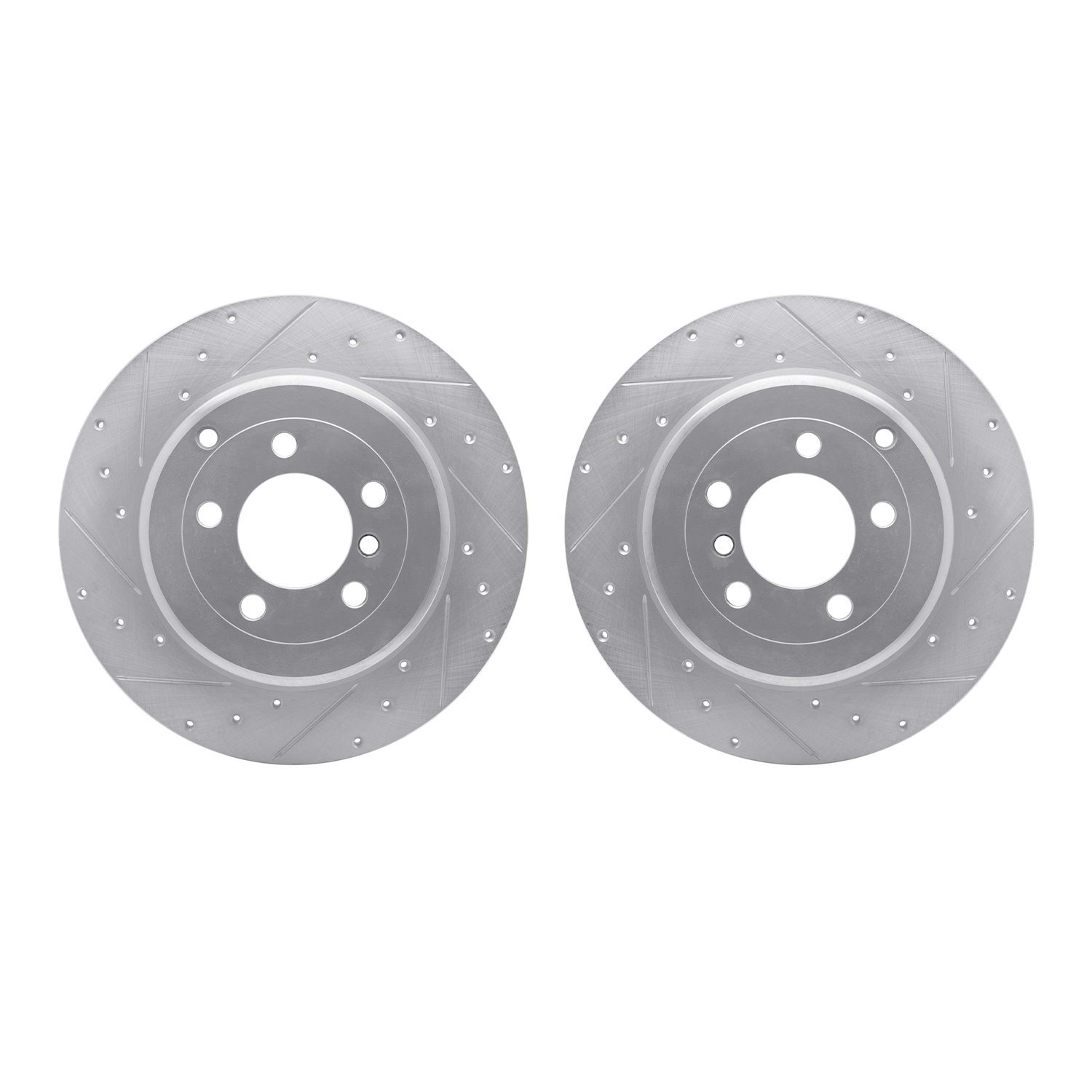 7002-11030 Drilled/Slotted Brake Rotors [Silver], 2003-2005 Land Rover, Position: Rear