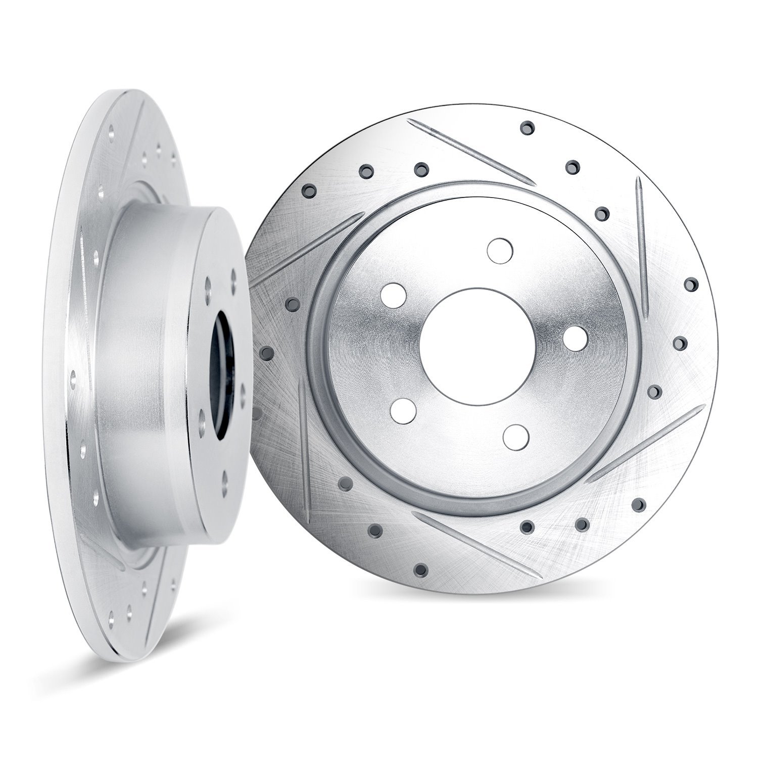 7002-11034 Drilled/Slotted Brake Rotors [Silver], 2016-2019 Land Rover, Position: Rear