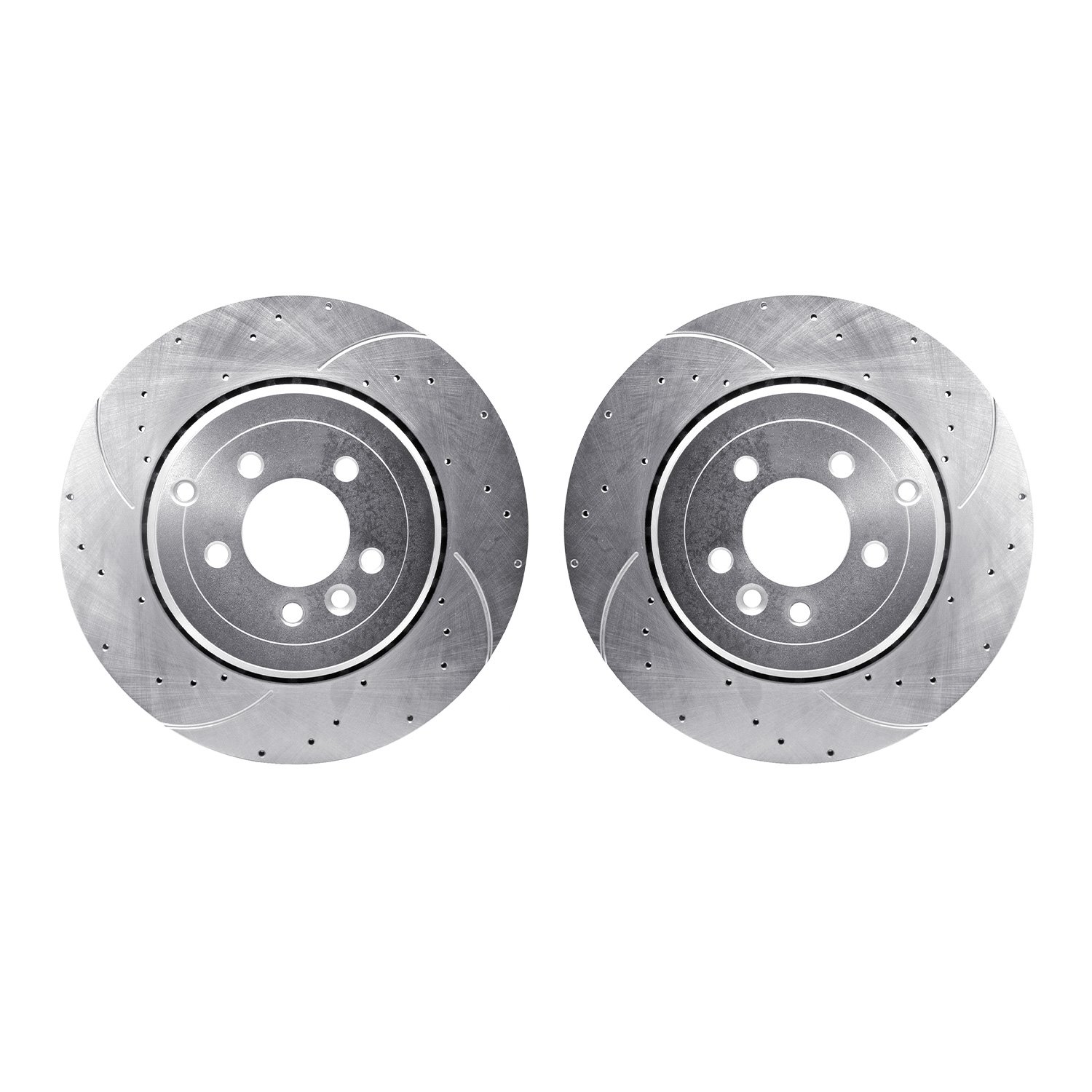 7002-11035 Drilled/Slotted Brake Rotors [Silver], 2010-2013 Land Rover, Position: Rear