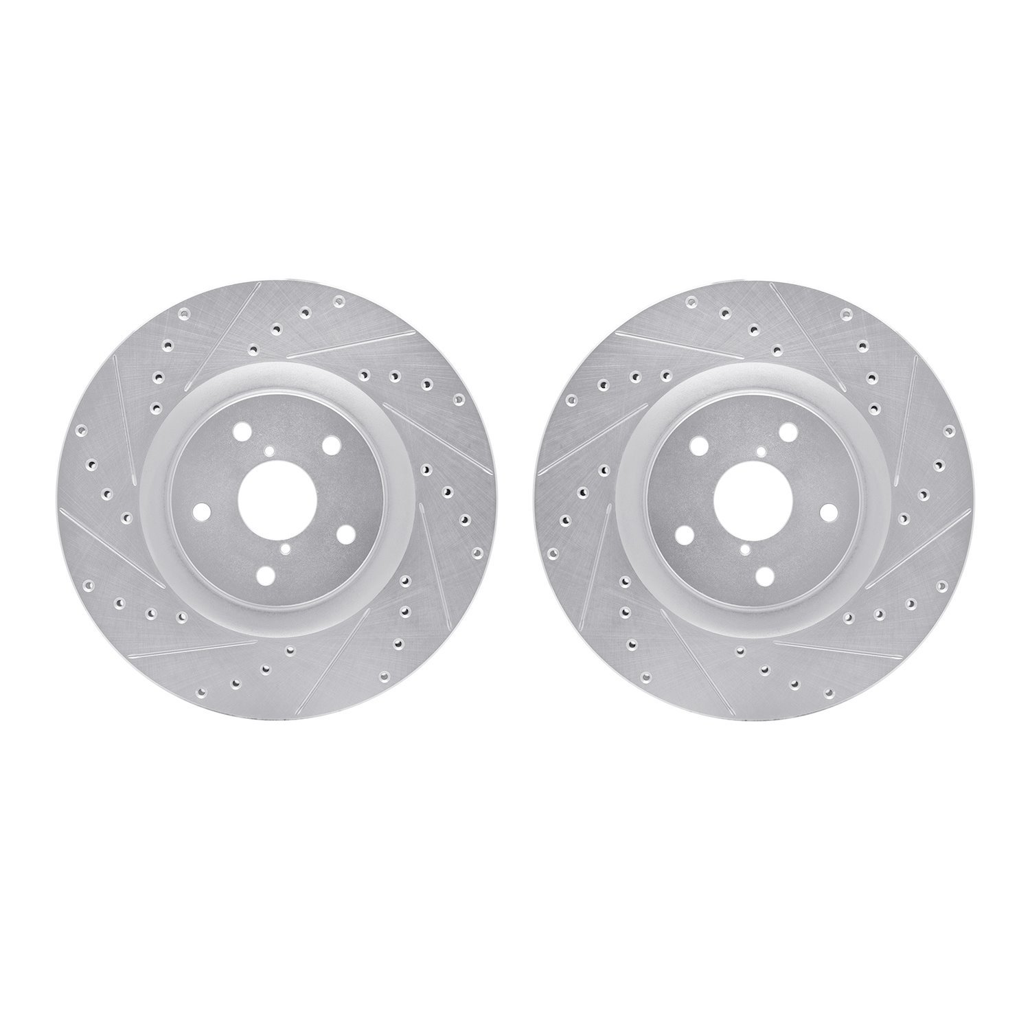 7002-13003 Drilled/Slotted Brake Rotors [Silver], Fits Select Subaru, Position: Front