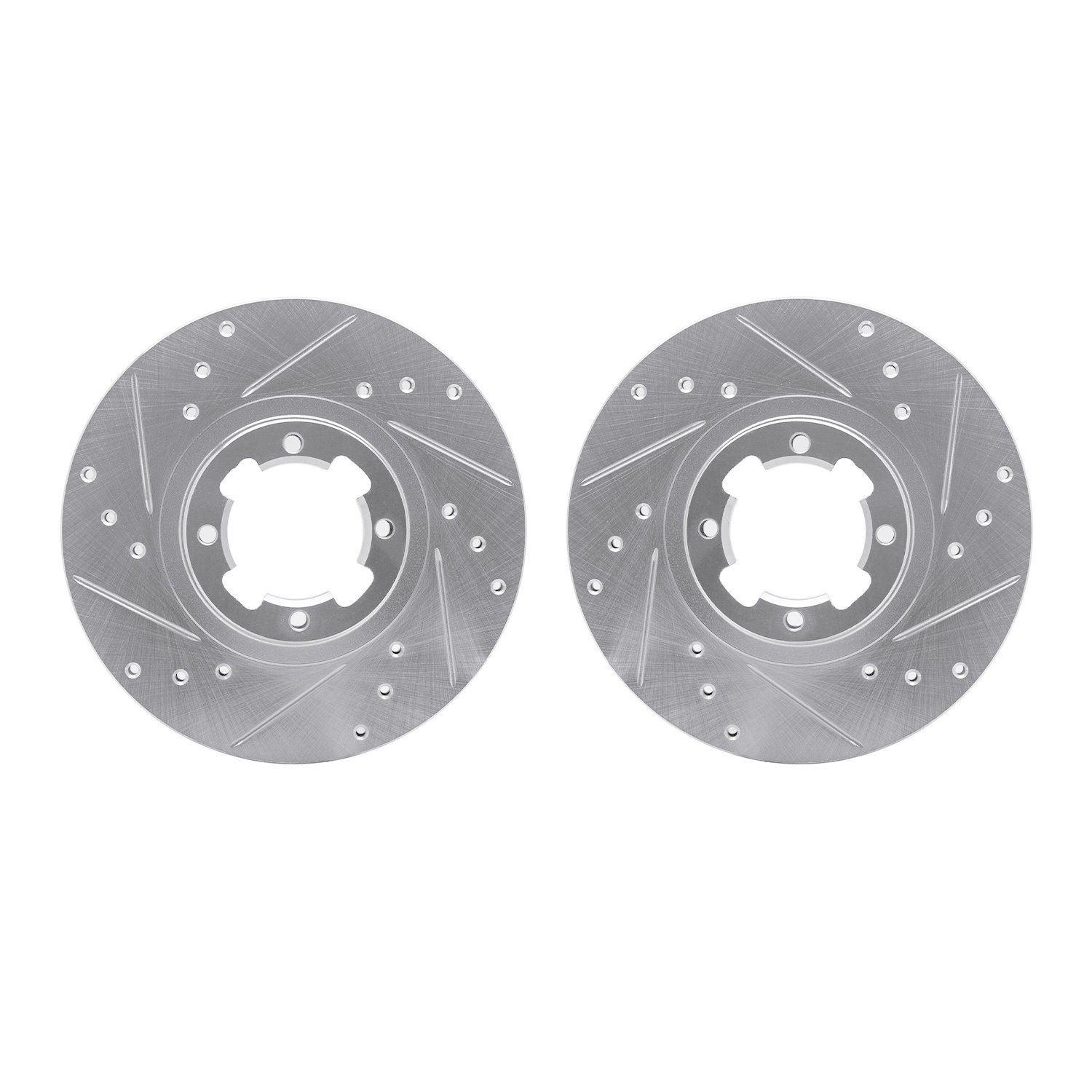 7002-13010 Drilled/Slotted Brake Rotors [Silver], 1985-1994 Subaru, Position: Front
