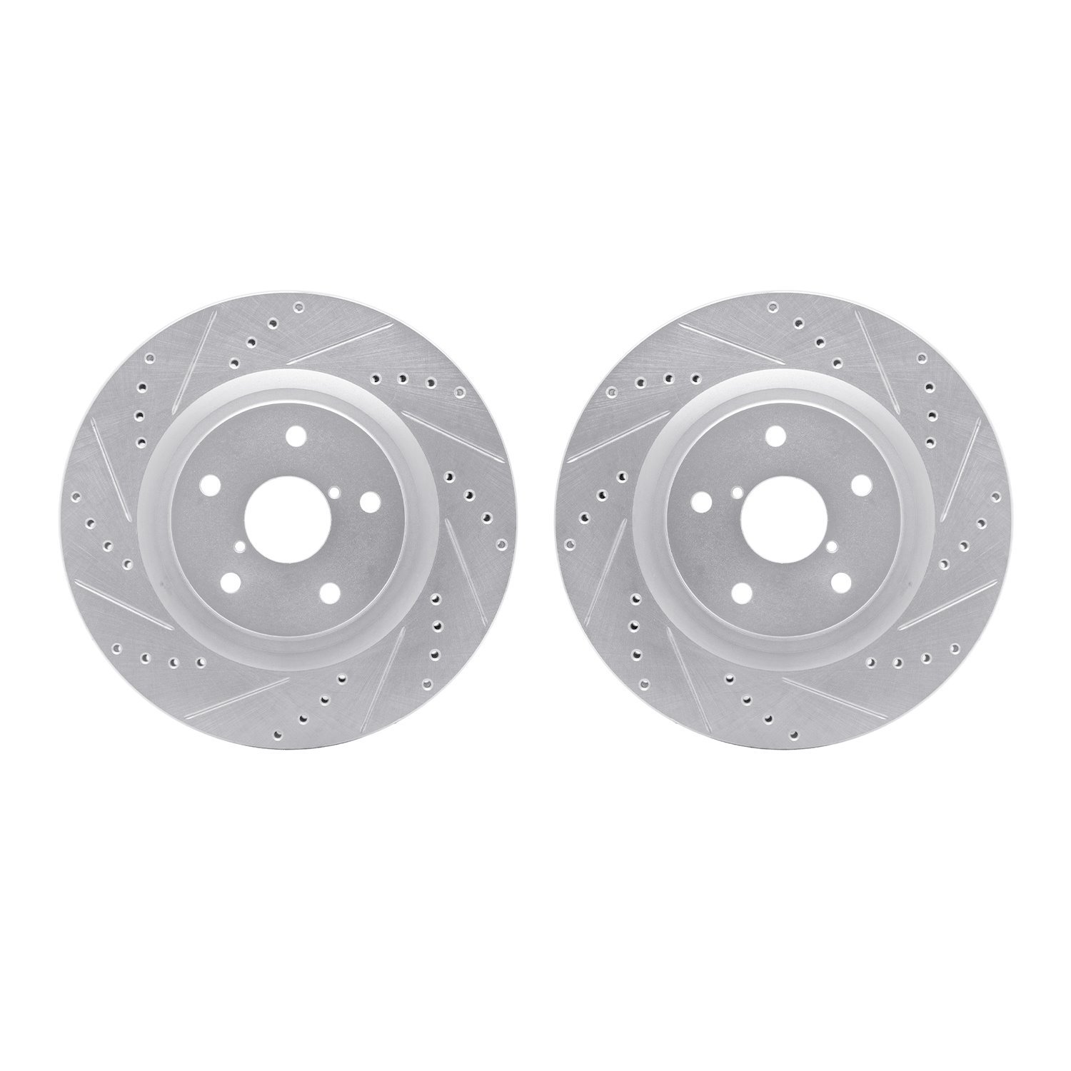 7002-13013 Drilled/Slotted Brake Rotors [Silver], Fits Select Subaru, Position: Front