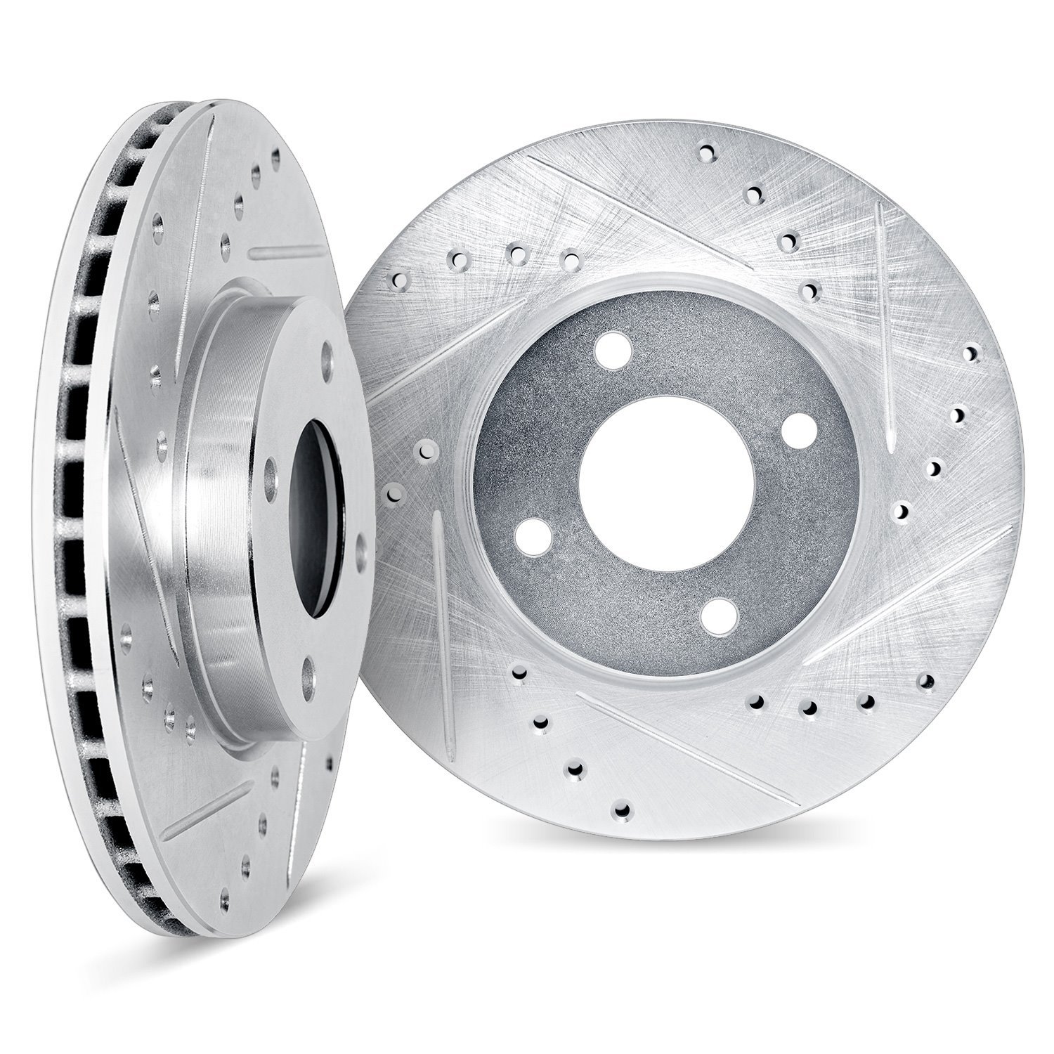 7002-13018 Drilled/Slotted Brake Rotors [Silver], 1987-1994 Subaru, Position: Front