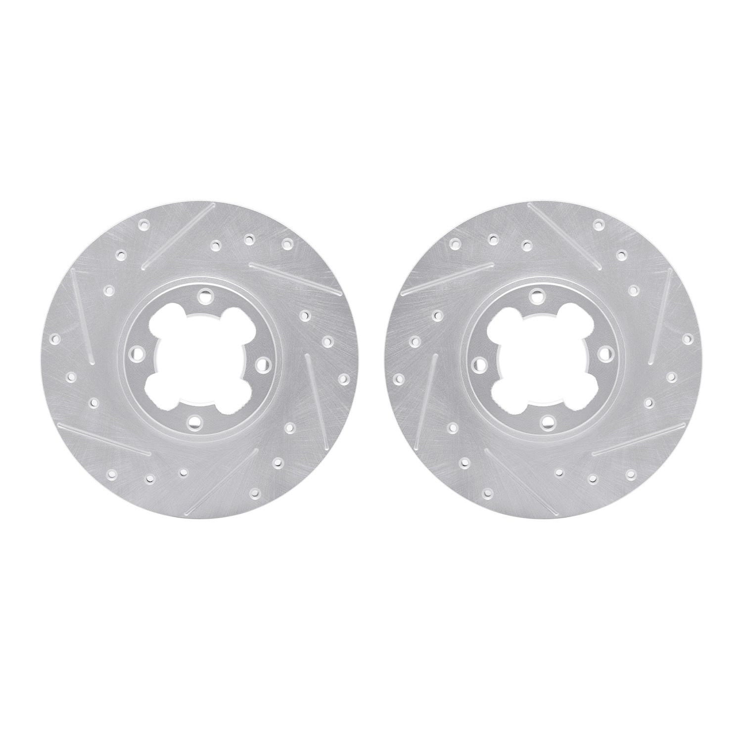 7002-13019 Drilled/Slotted Brake Rotors [Silver], 1989-1994 Subaru, Position: Front