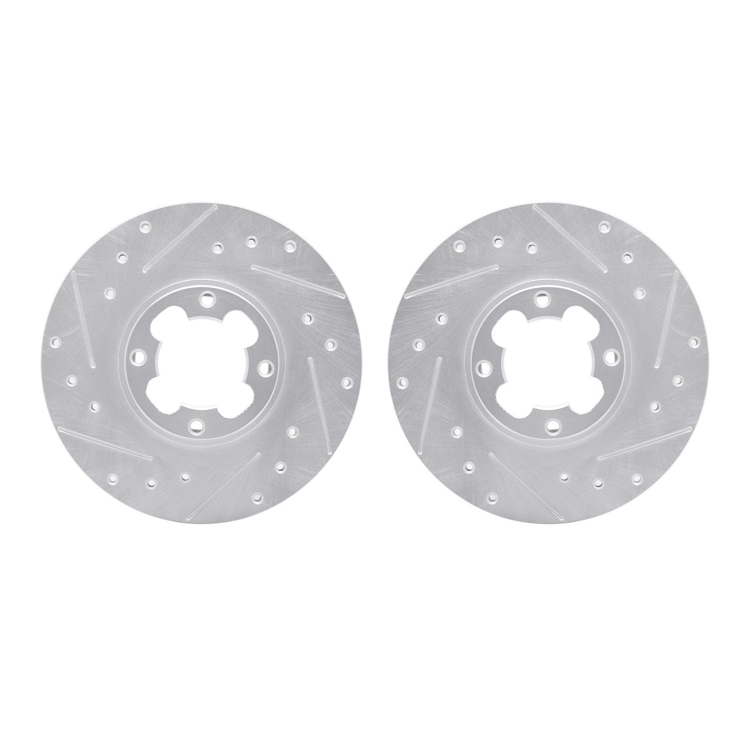 7002-13019 Drilled/Slotted Brake Rotors [Silver], 1989-1994 Subaru, Position: Front