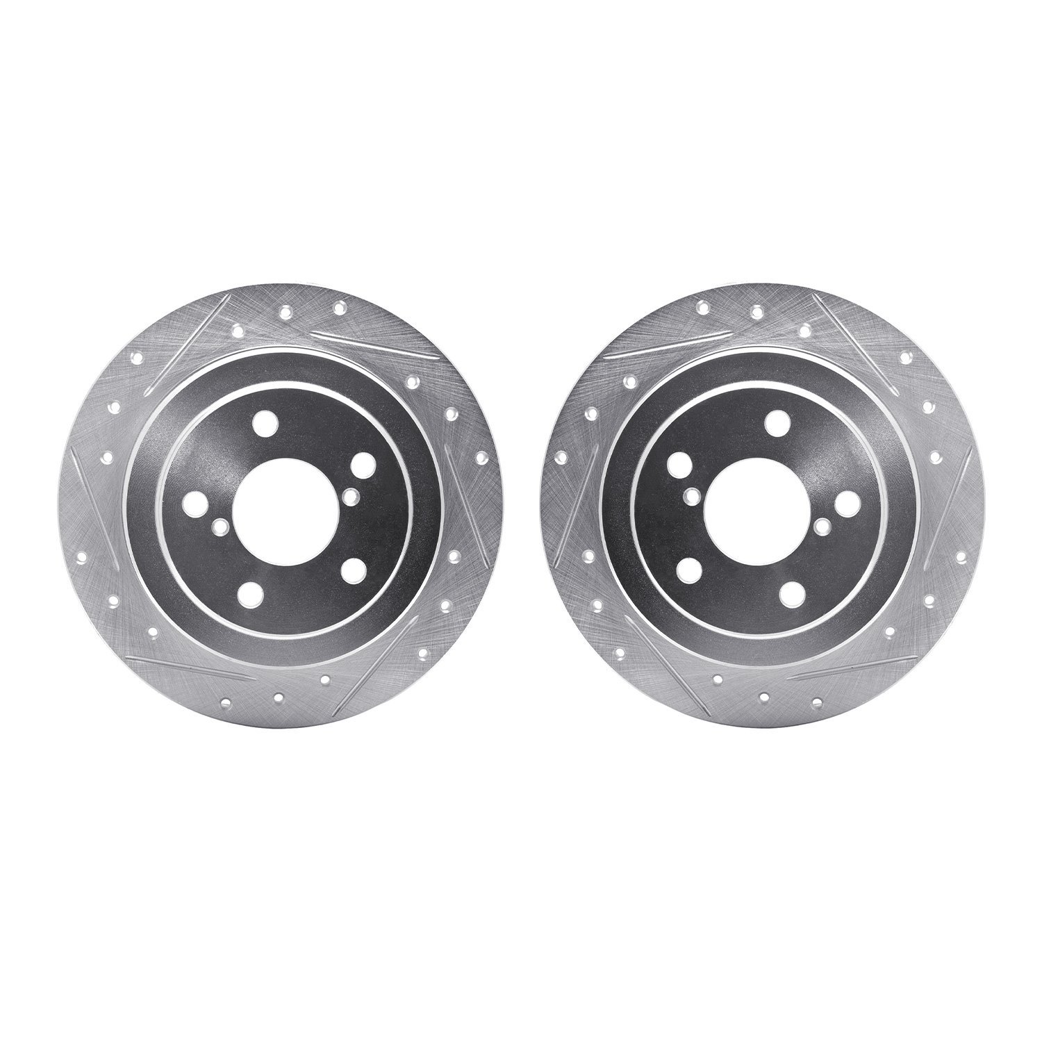 7002-13025 Drilled/Slotted Brake Rotors [Silver], 1990-2008 GM, Position: Rear