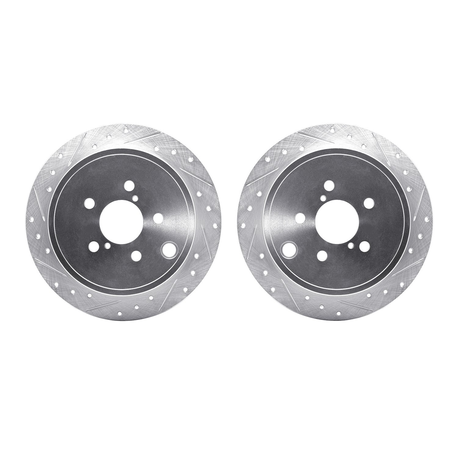 7002-13030 Drilled/Slotted Brake Rotors [Silver], 2008-2015 Subaru, Position: Rear