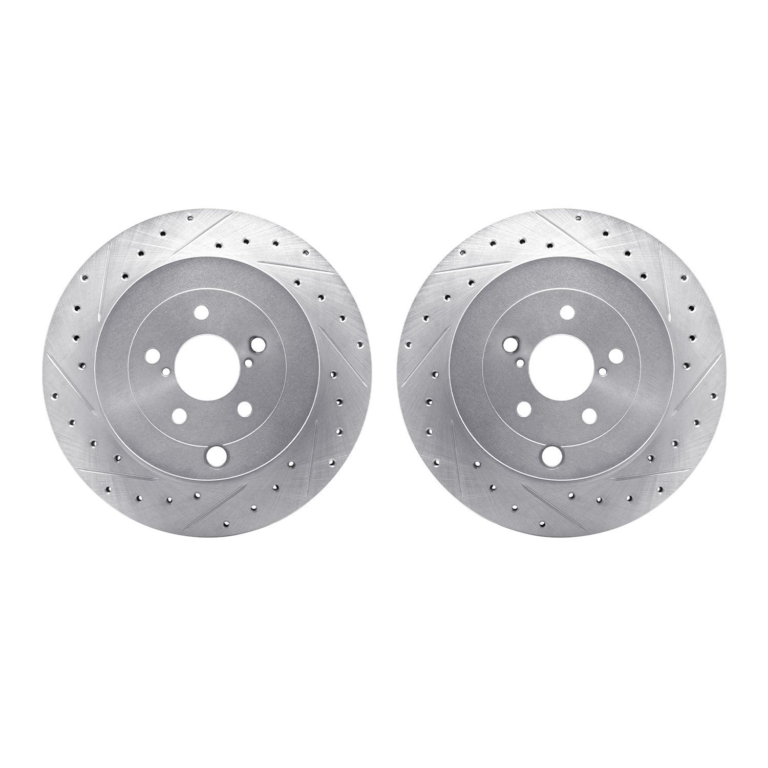7002-13031 Drilled/Slotted Brake Rotors [Silver], 2017-2020 Multiple Makes/Models, Position: Rear