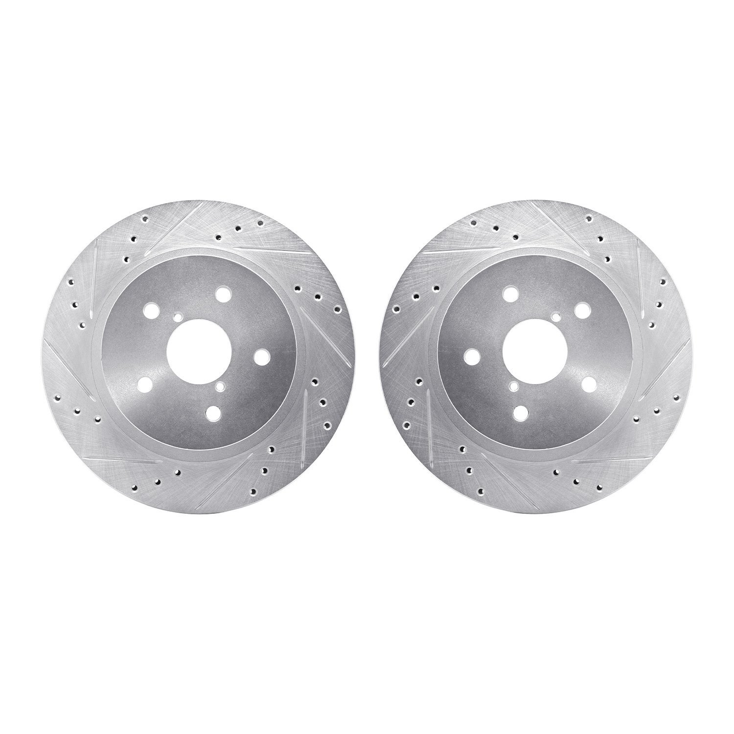 7002-13043 Drilled/Slotted Brake Rotors [Silver], Fits Select Subaru, Position: Rear