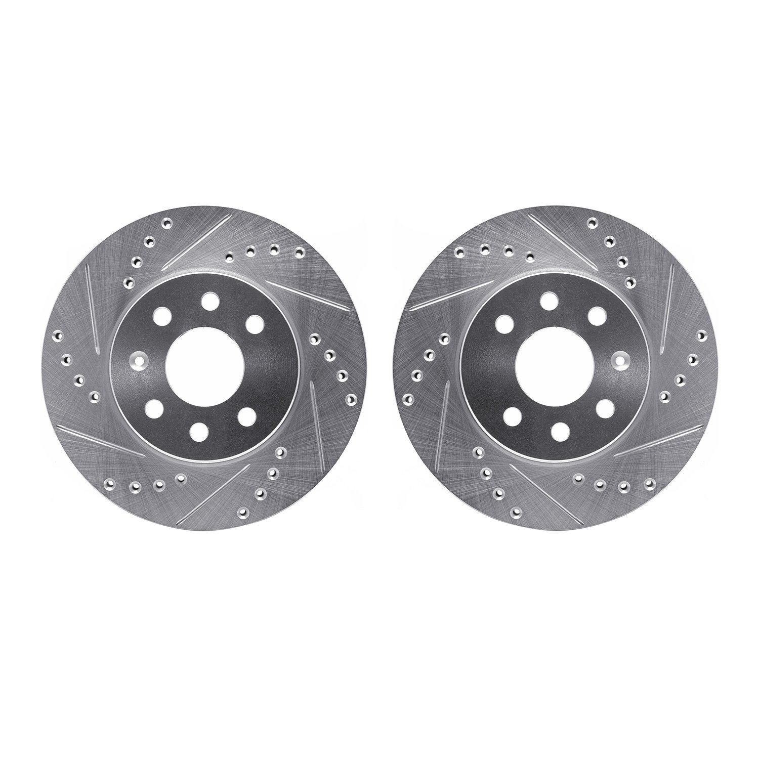 7002-18003 Drilled/Slotted Brake Rotors [Silver], 2000-2002 GM, Position: Front