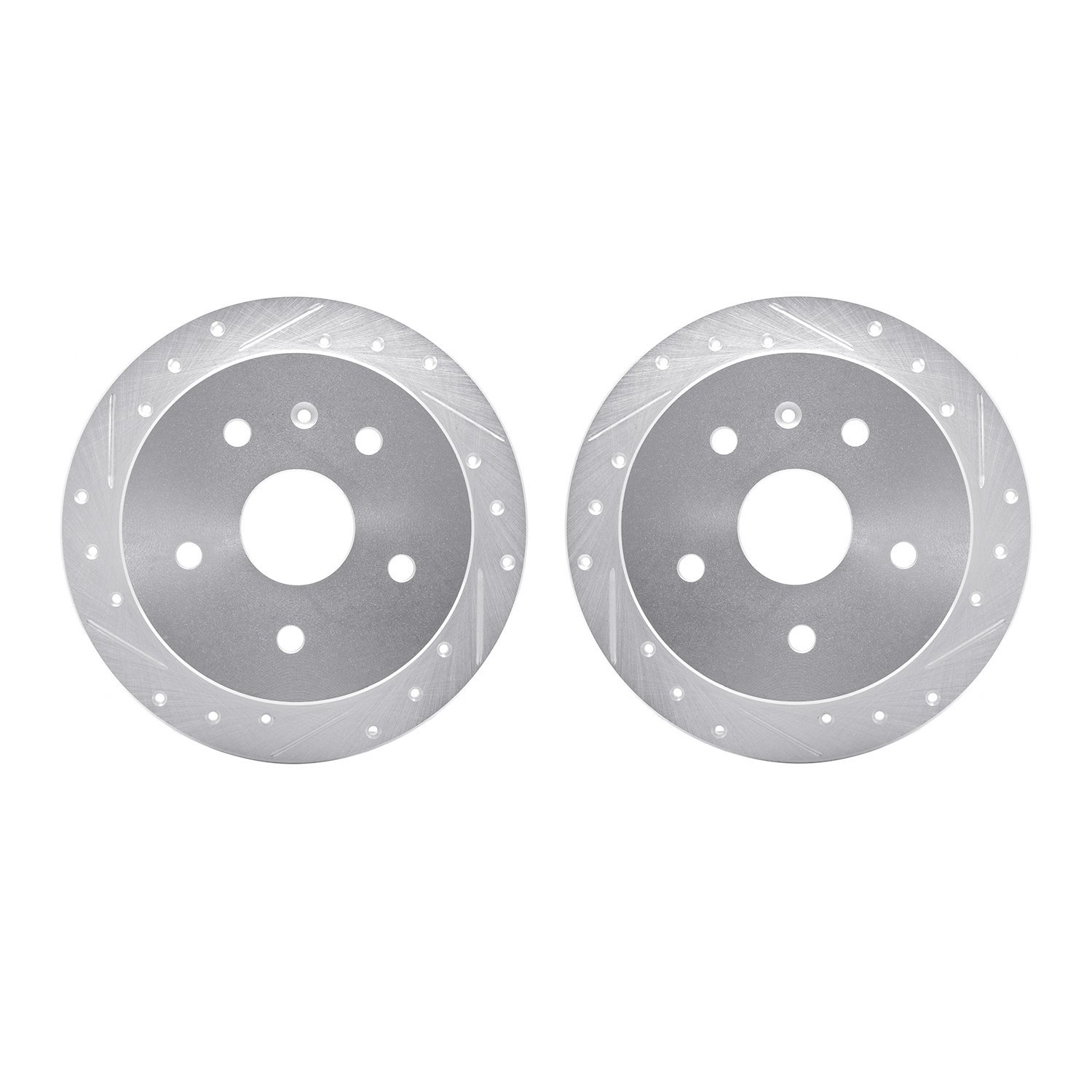 7002-18004 Drilled/Slotted Brake Rotors [Silver], 1999-2002 GM, Position: Rear