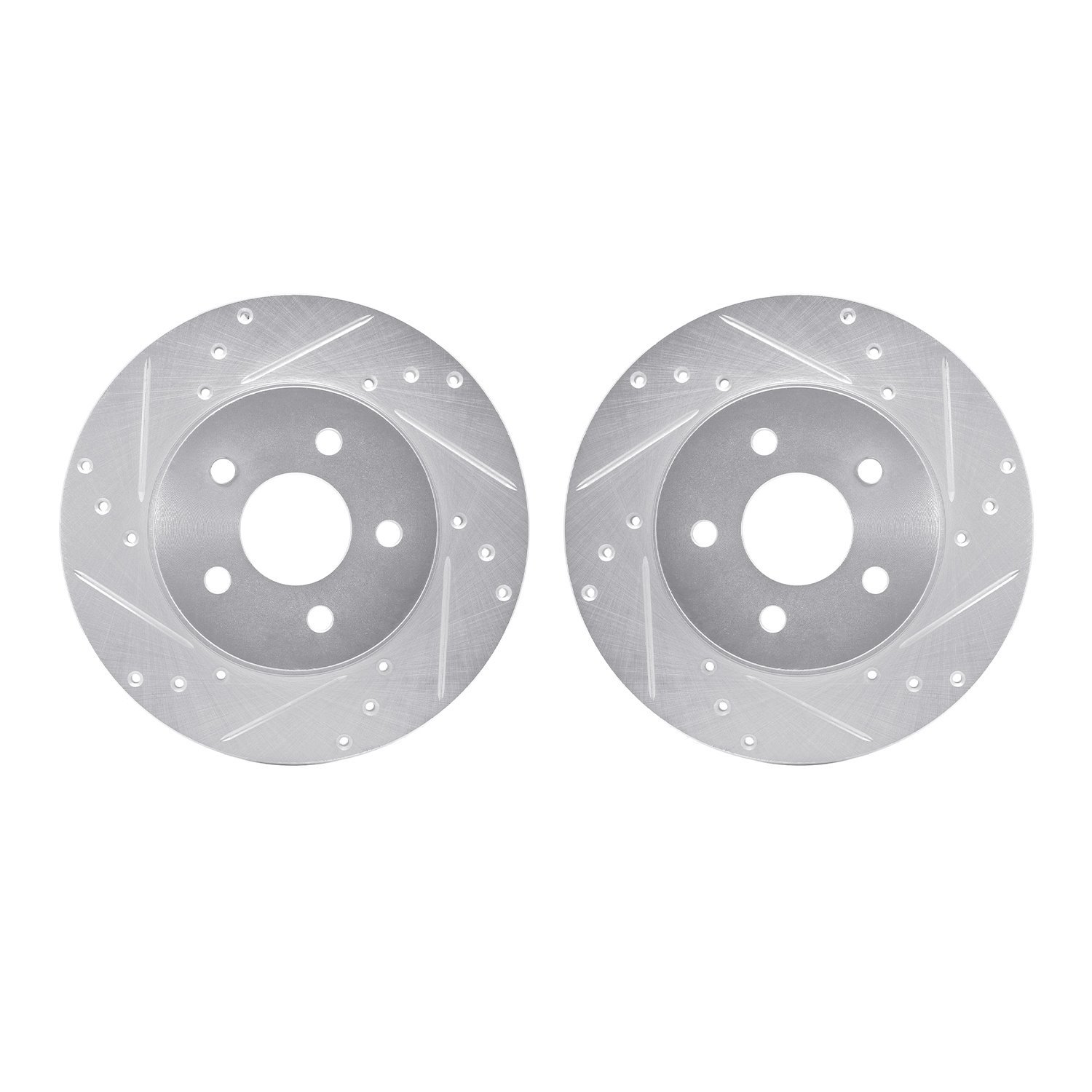7002-20023 Drilled/Slotted Brake Rotors [Silver], 2001-2008 Multiple Makes/Models, Position: Rear