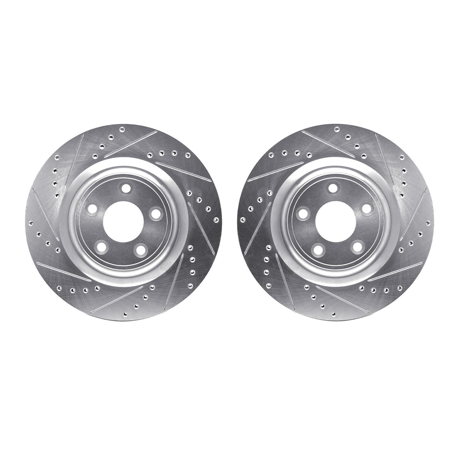 7002-20027 Drilled/Slotted Brake Rotors [Silver], 2014-2021 Jaguar, Position: Rear