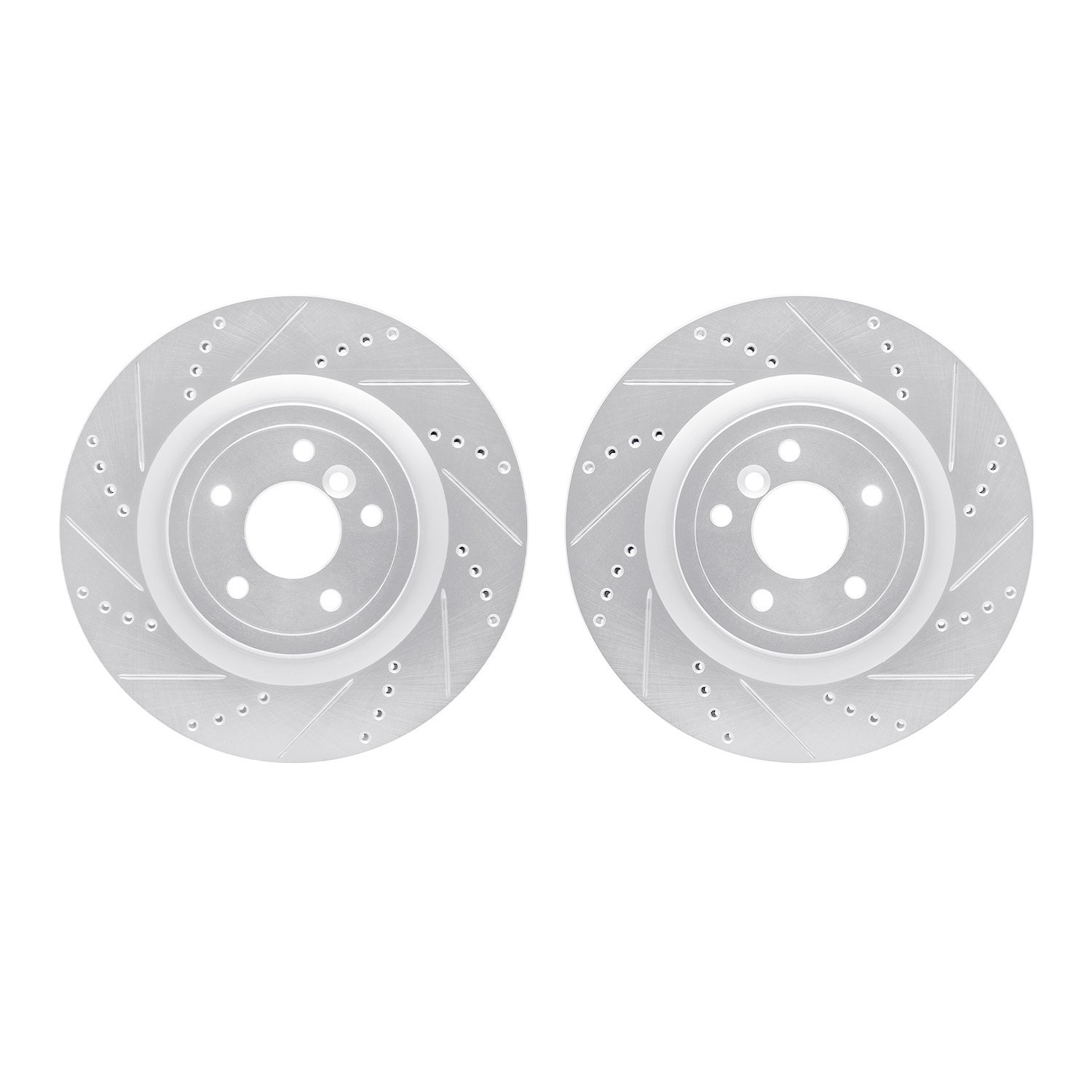 7002-20036 Drilled/Slotted Brake Rotors [Silver], Fits Select Jaguar, Position: Rear