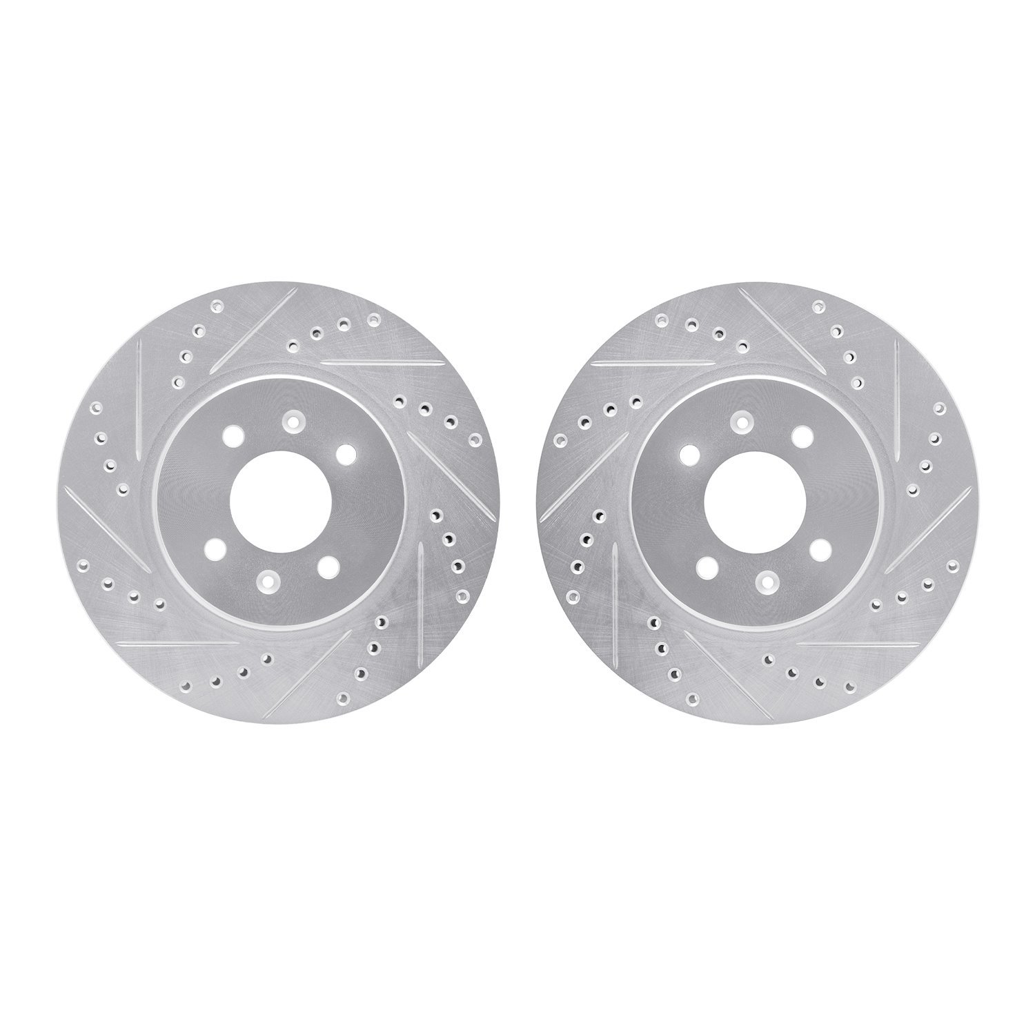 7002-21003 Drilled/Slotted Brake Rotors [Silver], Fits Select Kia/Hyundai/Genesis, Position: Front