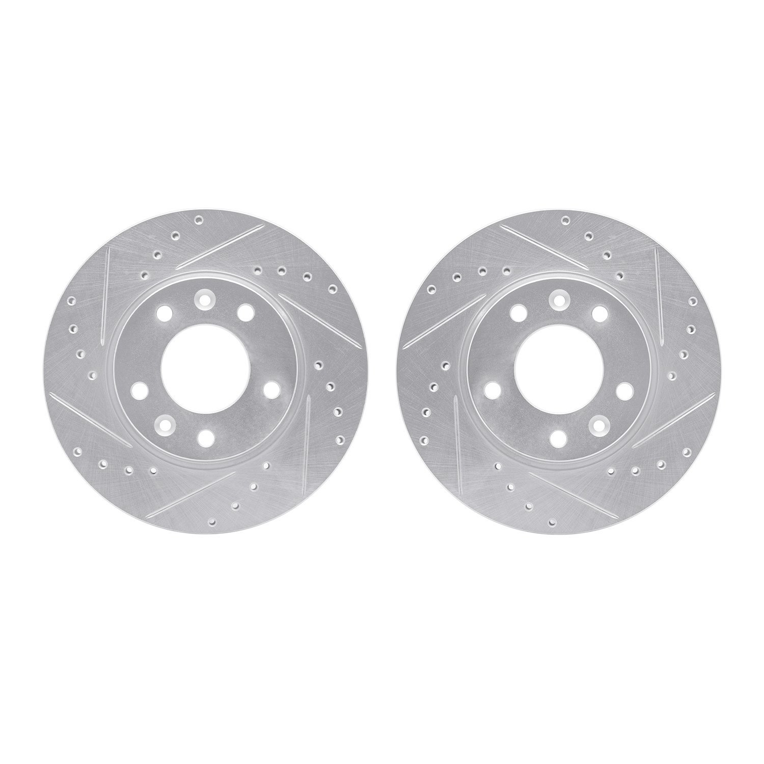 7002-21011 Drilled/Slotted Brake Rotors [Silver], 2002-2002 Kia/Hyundai/Genesis, Position: Front