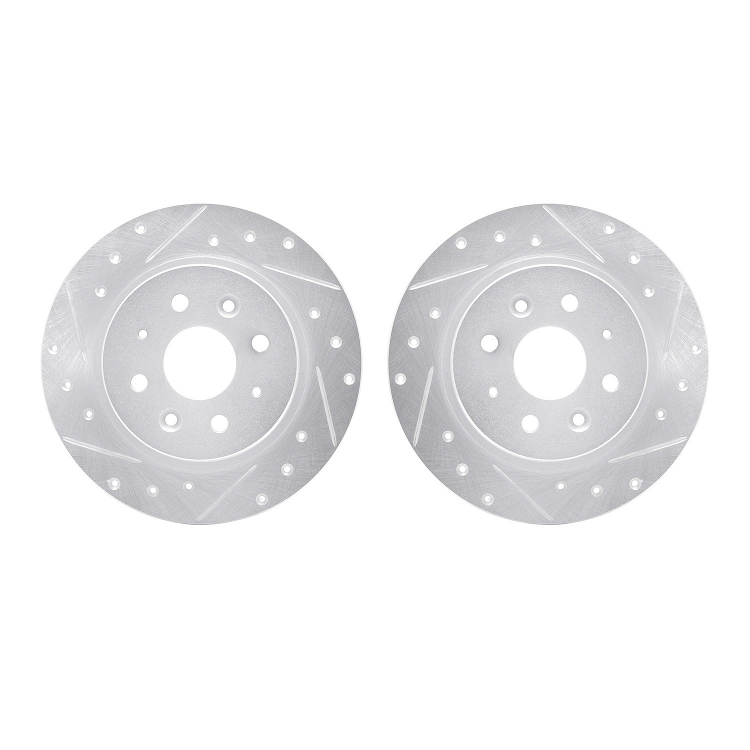 7002-21039 Drilled/Slotted Brake Rotors [Silver], 1998-2003 Kia/Hyundai/Genesis, Position: Rear